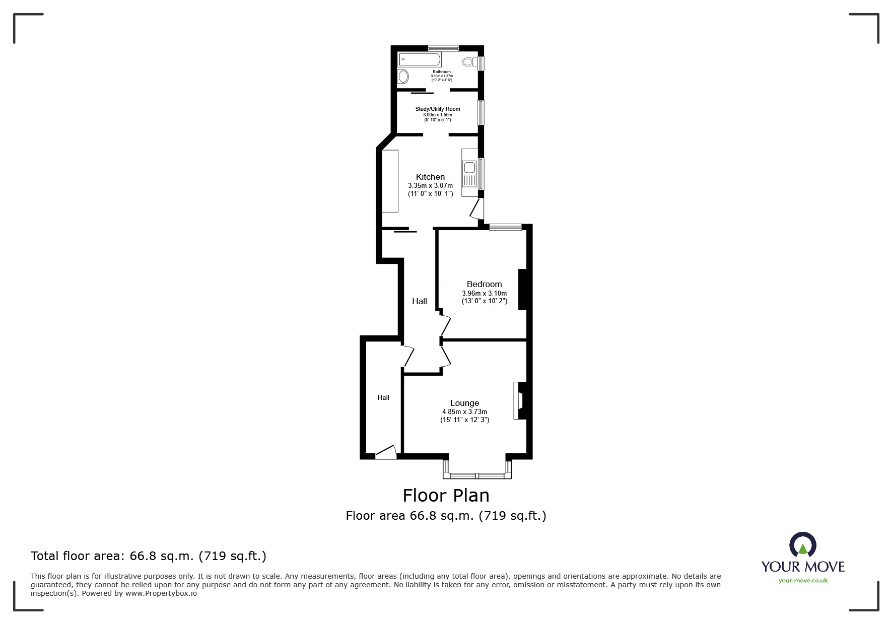 Floorplan of 1 bedroom Flat for sale, Trelawney Road, Peverell, Devon, PL3