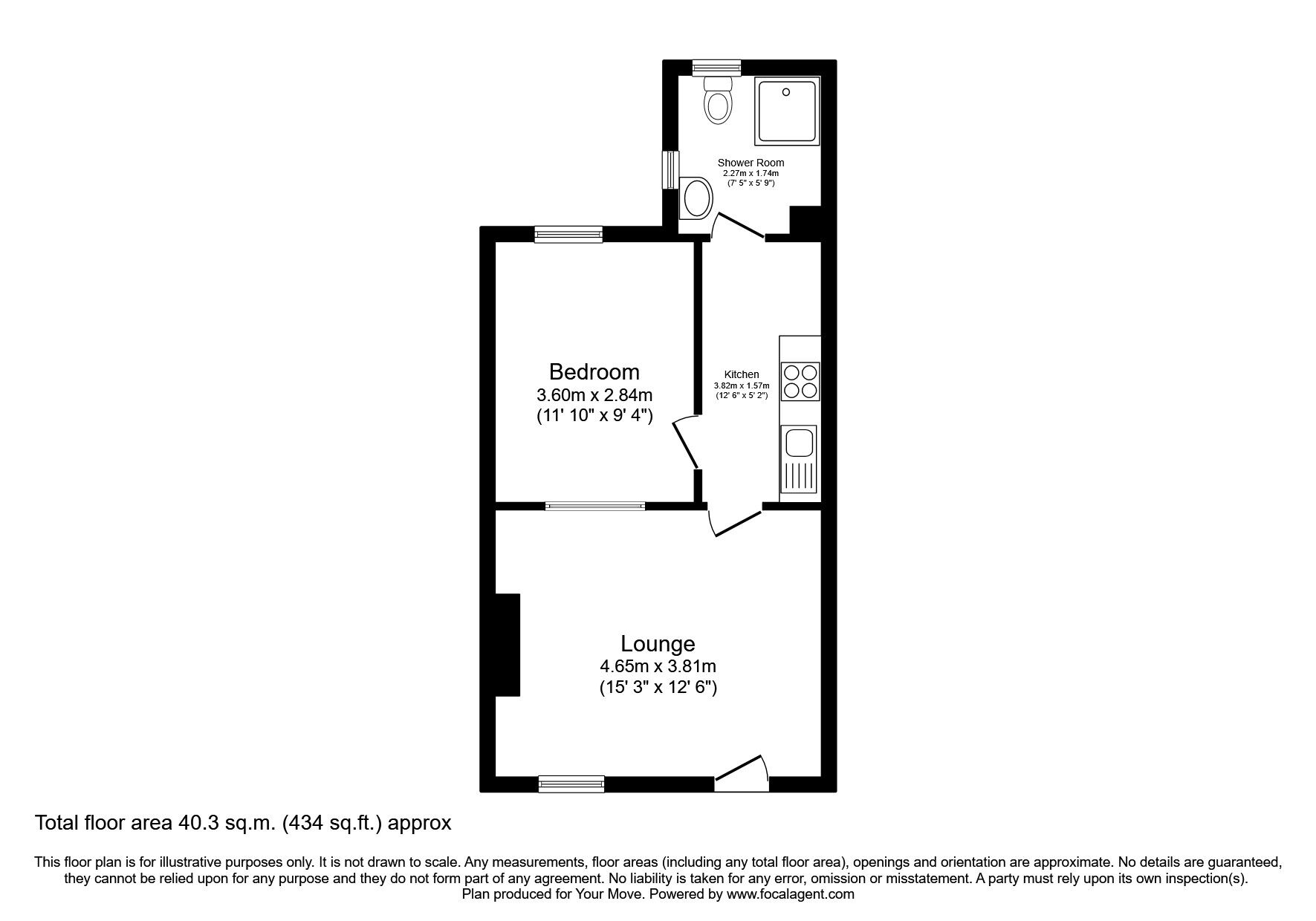Floorplan of 1 bedroom Flat for sale, Citadel Road East, Plymouth, Devon, PL1