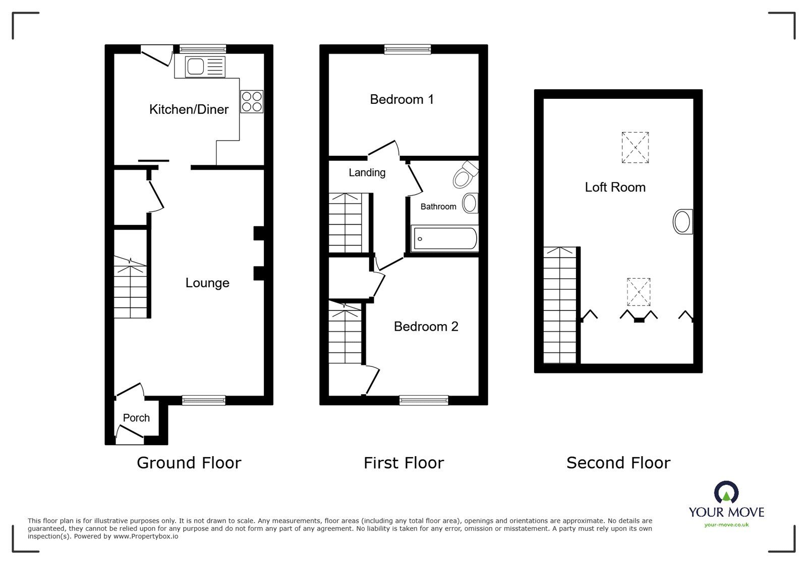 Floorplan of 2 bedroom Mid Terrace House for sale, Honiton Walk, Plymouth, Devon, PL5