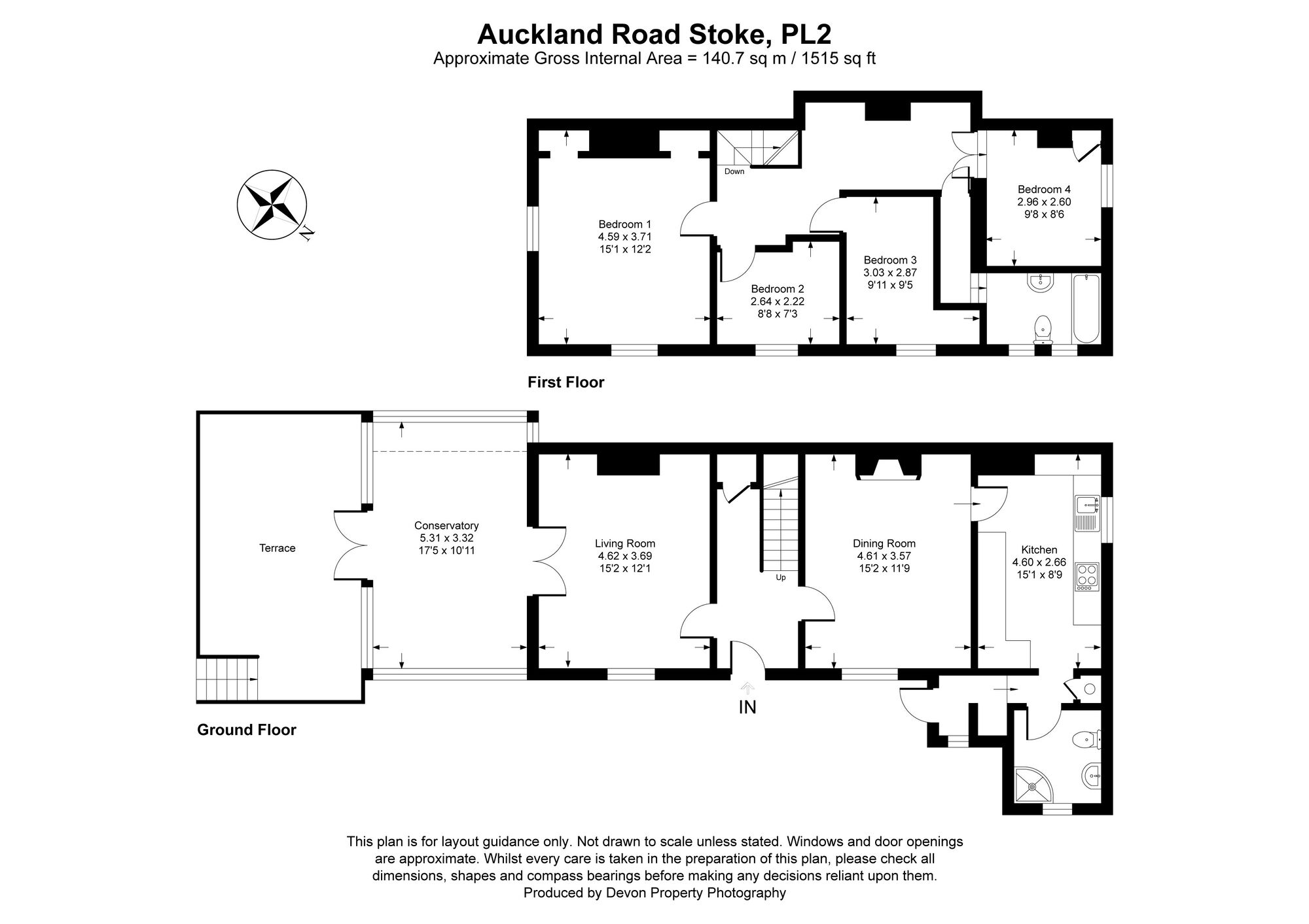 Floorplan of 4 bedroom Semi Detached House for sale, Auckland Road, Plymouth, Devon, PL2