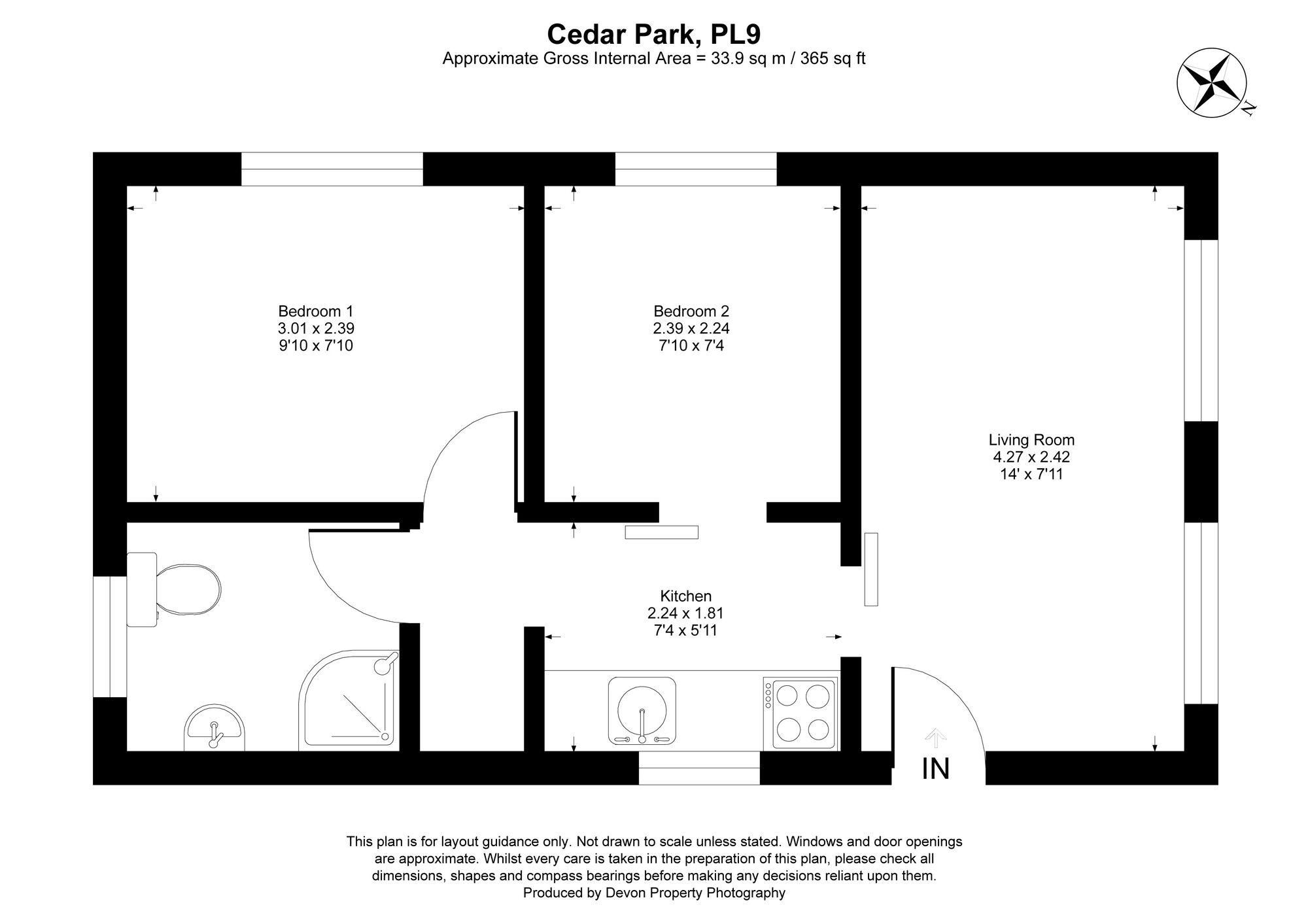 Floorplan of 2 bedroom Detached Bungalow for sale, Cedar Park, Bovisand, Plymouth, PL9