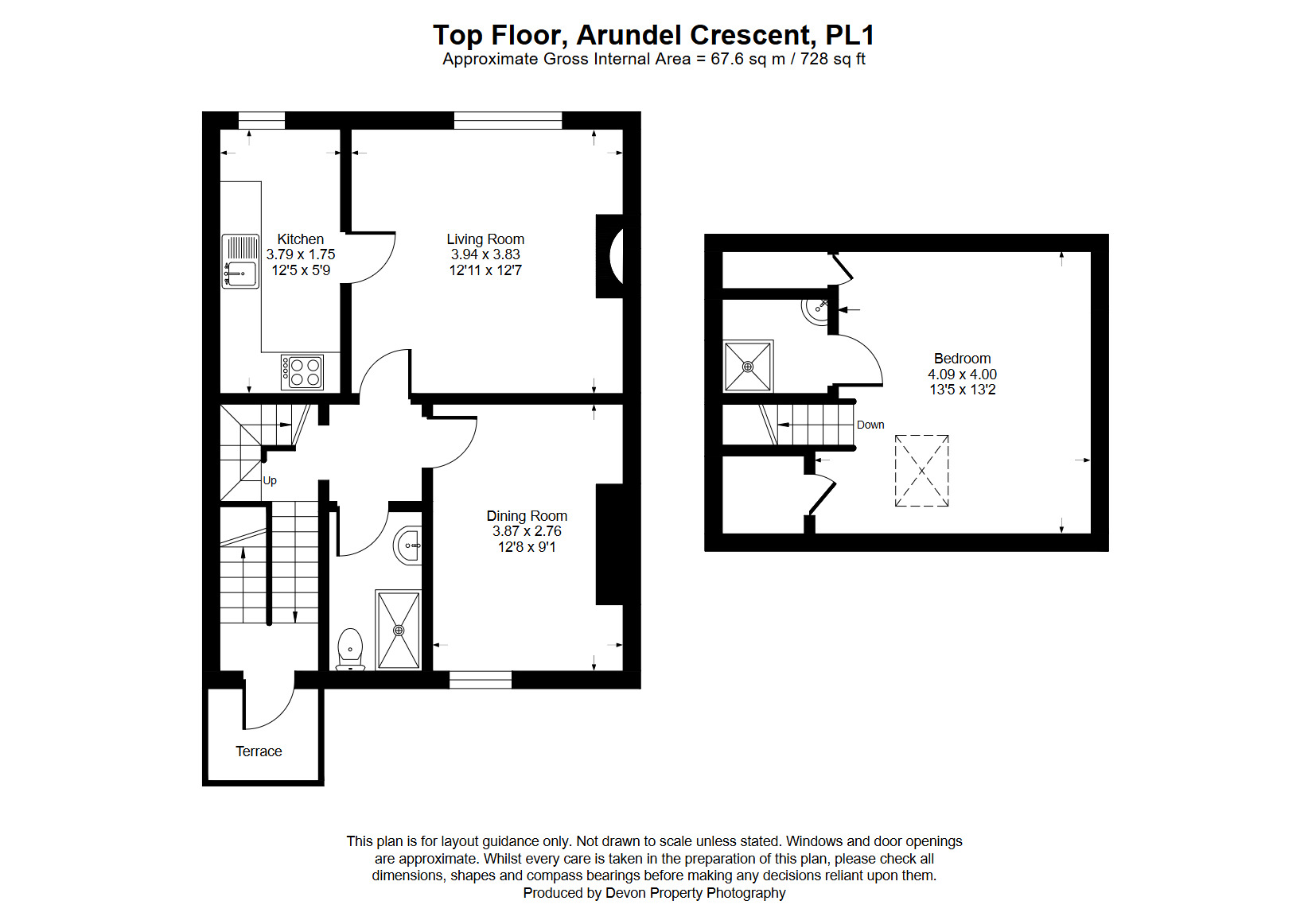 Floorplan of 1 bedroom Flat for sale, Arundel Crescent, Plymouth, Devon, PL1