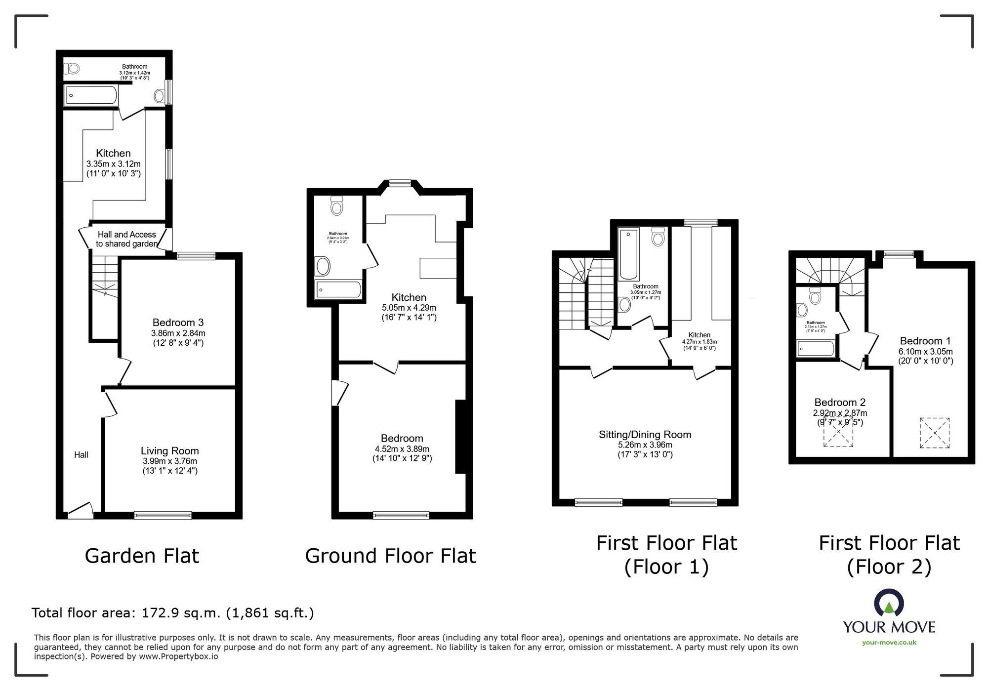 Floorplan of 4 bedroom Mid Terrace Flat for sale, Molesworth Road, Stoke, Devon, PL1