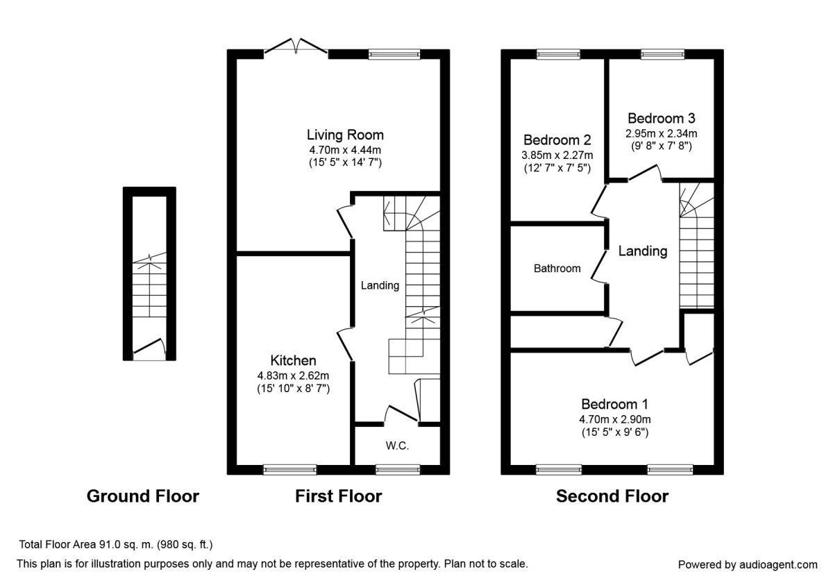 Floorplan of 3 bedroom House to rent, Frobisher Road, Newton Abbot, Devon, TQ12