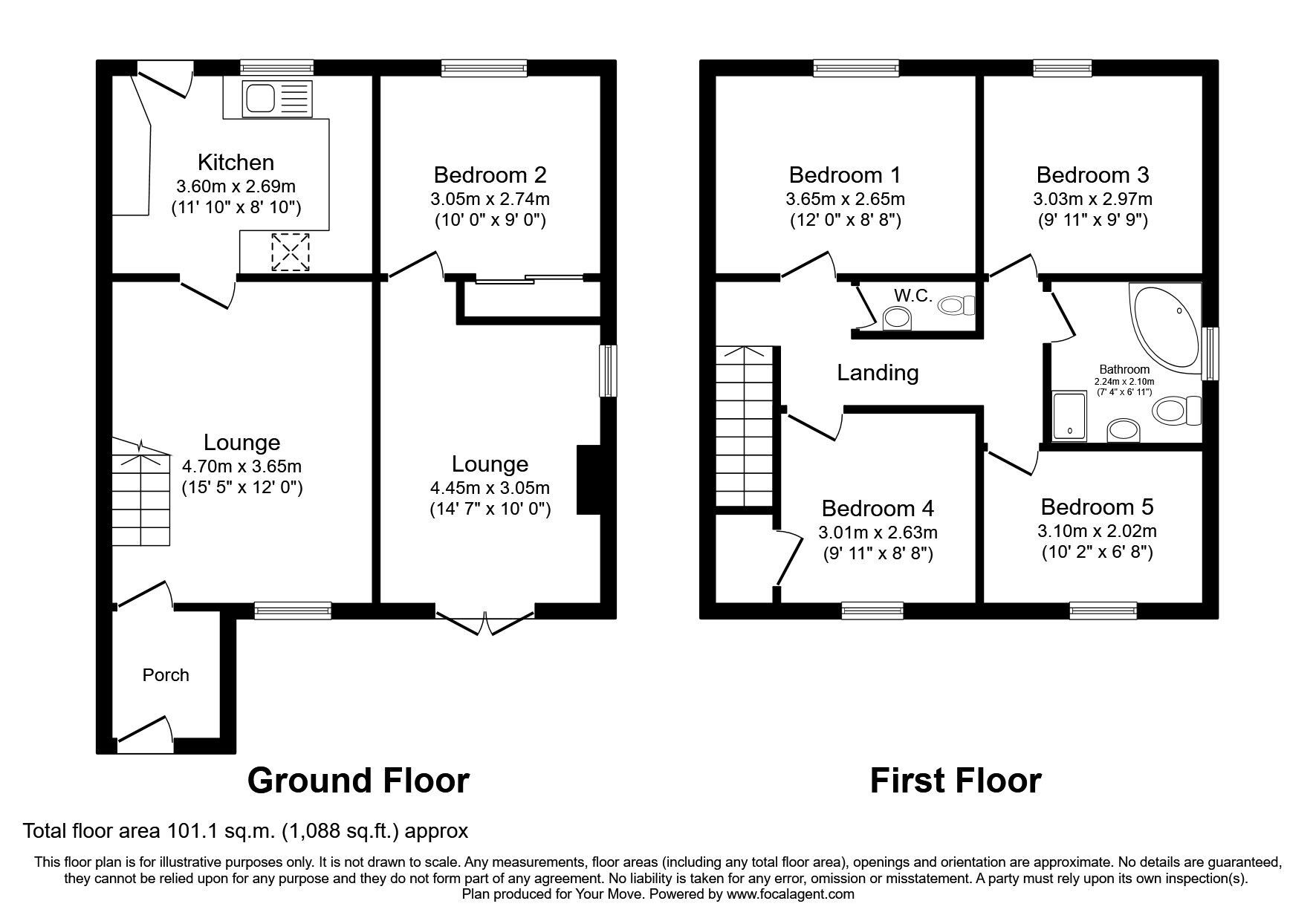 Floorplan of 4 bedroom End Terrace House to rent, Webber Close, Ogwell, Devon, TQ12