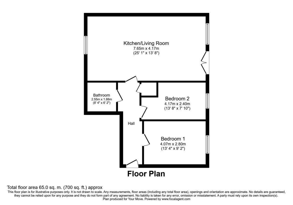 Floorplan of 2 bedroom Flat to rent, St. Marychurch Road, Newton Abbot, Devon, TQ12