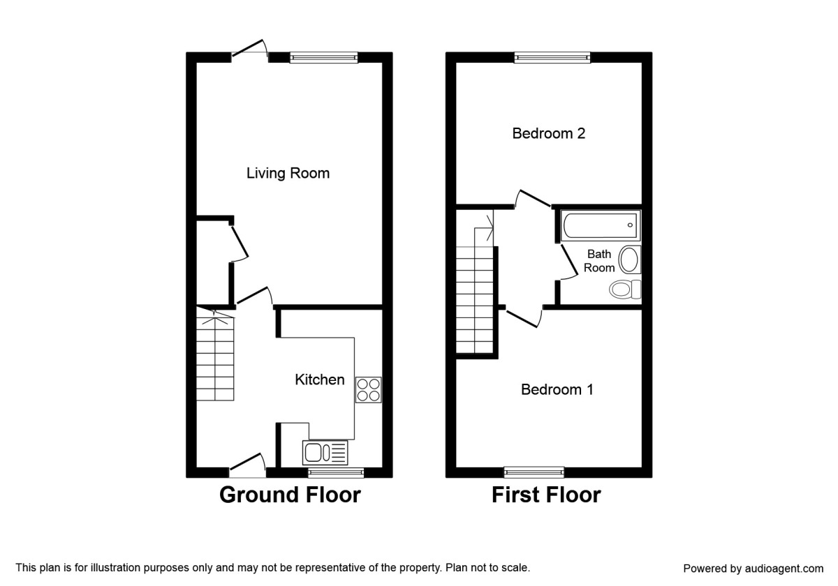 Floorplan of 2 bedroom Mid Terrace House to rent, The Warren, Newton Abbot, Devon, TQ12