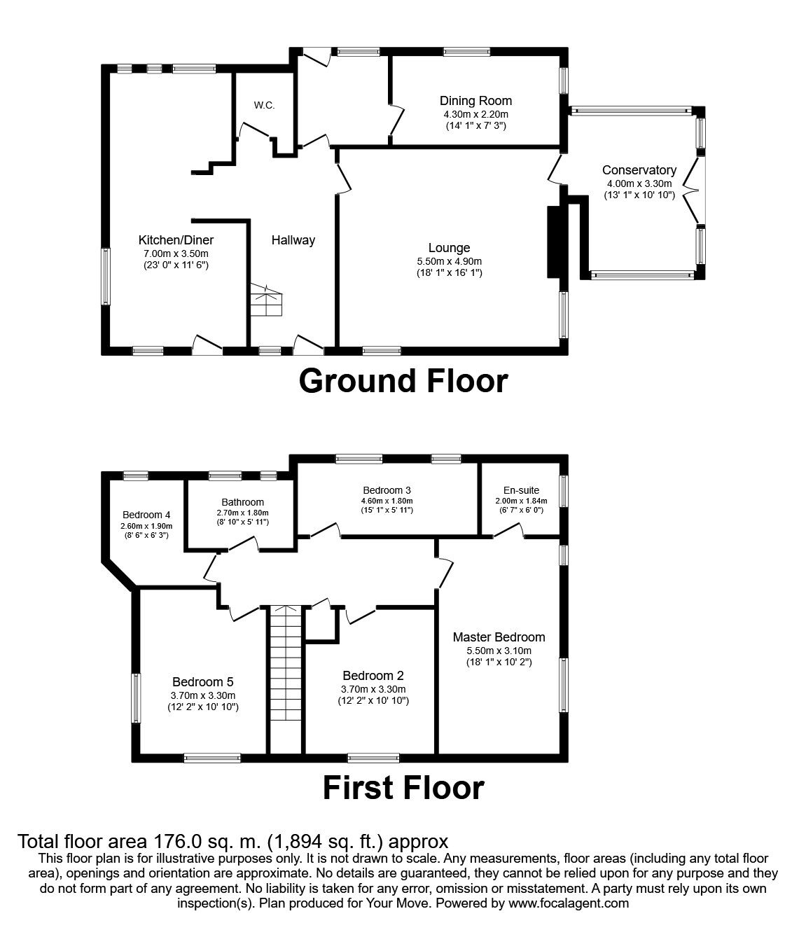 Floorplan of 5 bedroom Detached House to rent, Weech Road, Dawlish, Devon, EX7