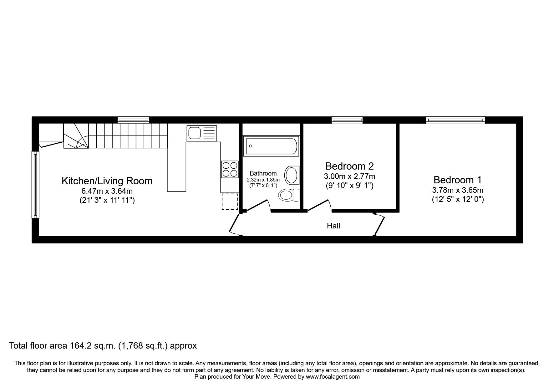Floorplan of 2 bedroom Flat to rent, Abbotsbury Road, Newton Abbot, Devon, TQ12