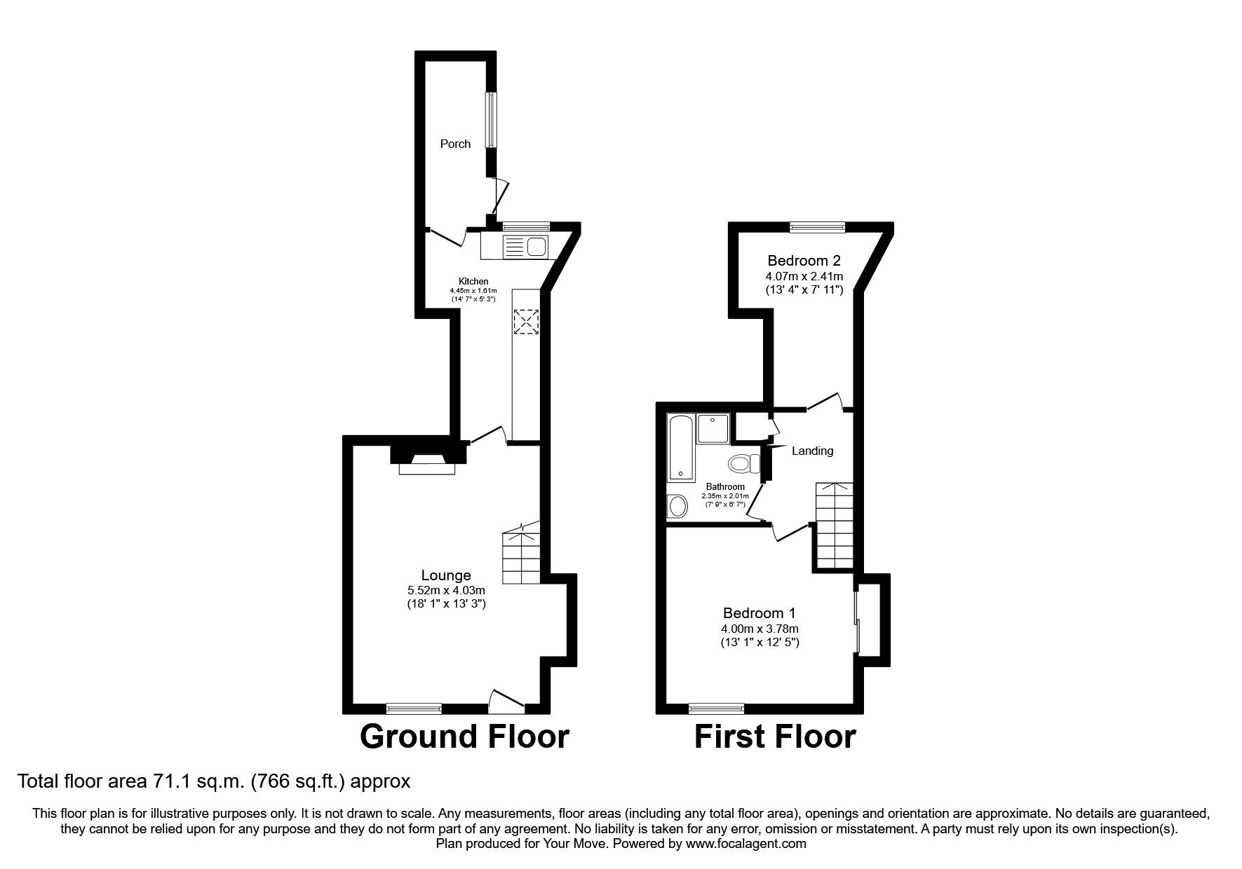 Floorplan of 2 bedroom Mid Terrace House to rent, East Street, Newton Abbot, Devon, TQ12