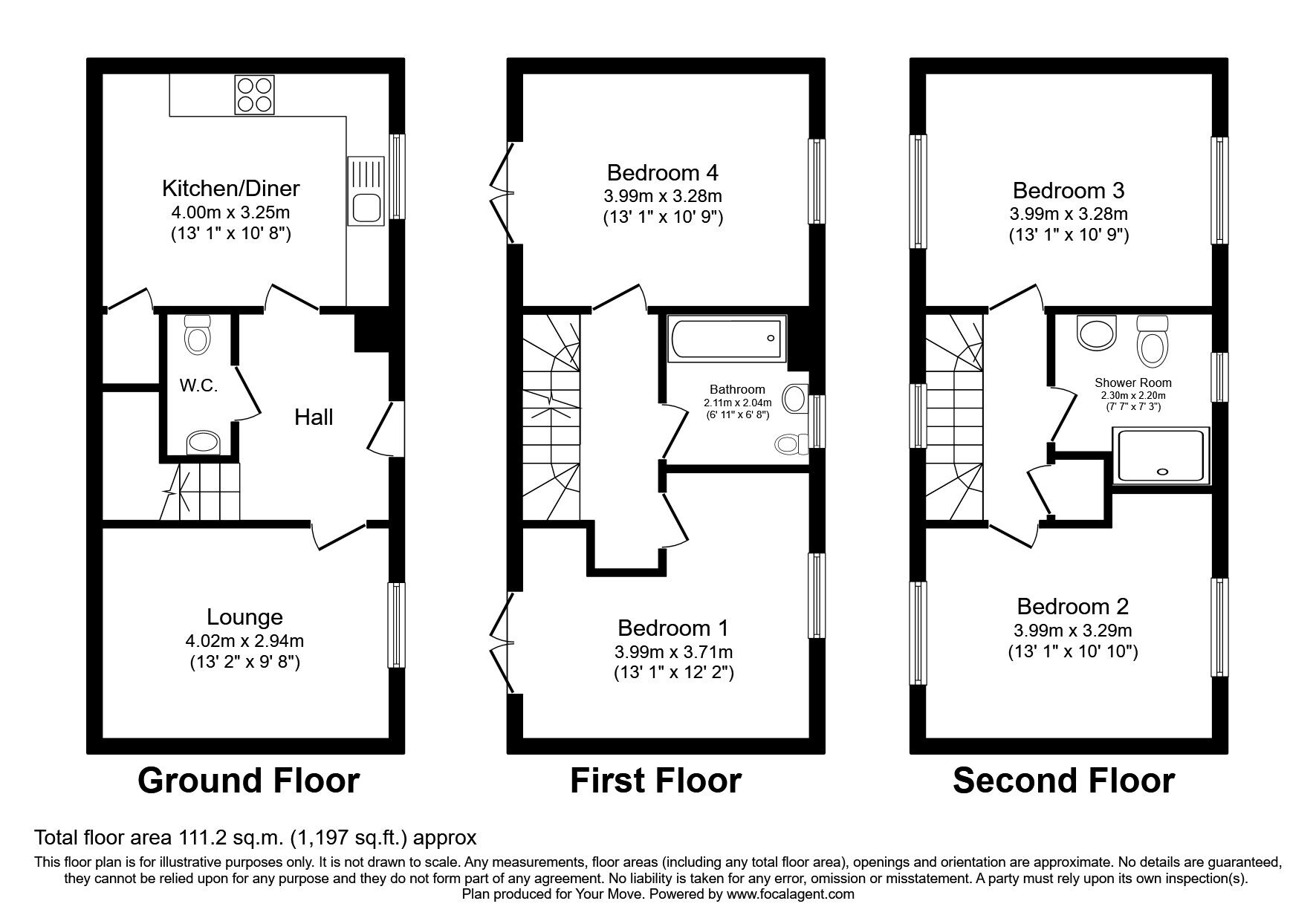 Floorplan of 4 bedroom Semi Detached House to rent, Osprey Avenue, Newton Abbot, Devon, TQ12