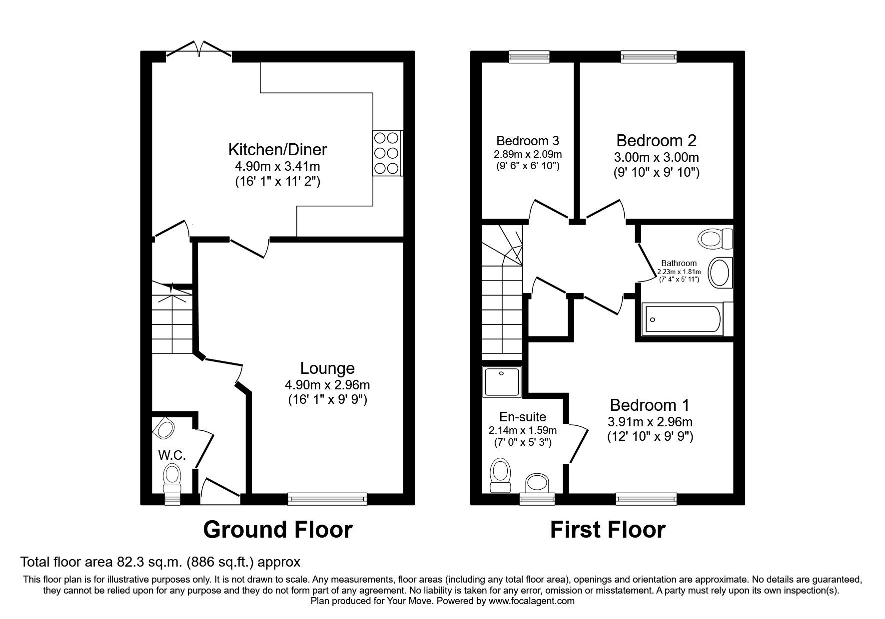 Floorplan of 3 bedroom Semi Detached House to rent, Larkspur Drive, Newton Abbot, Devon, TQ12