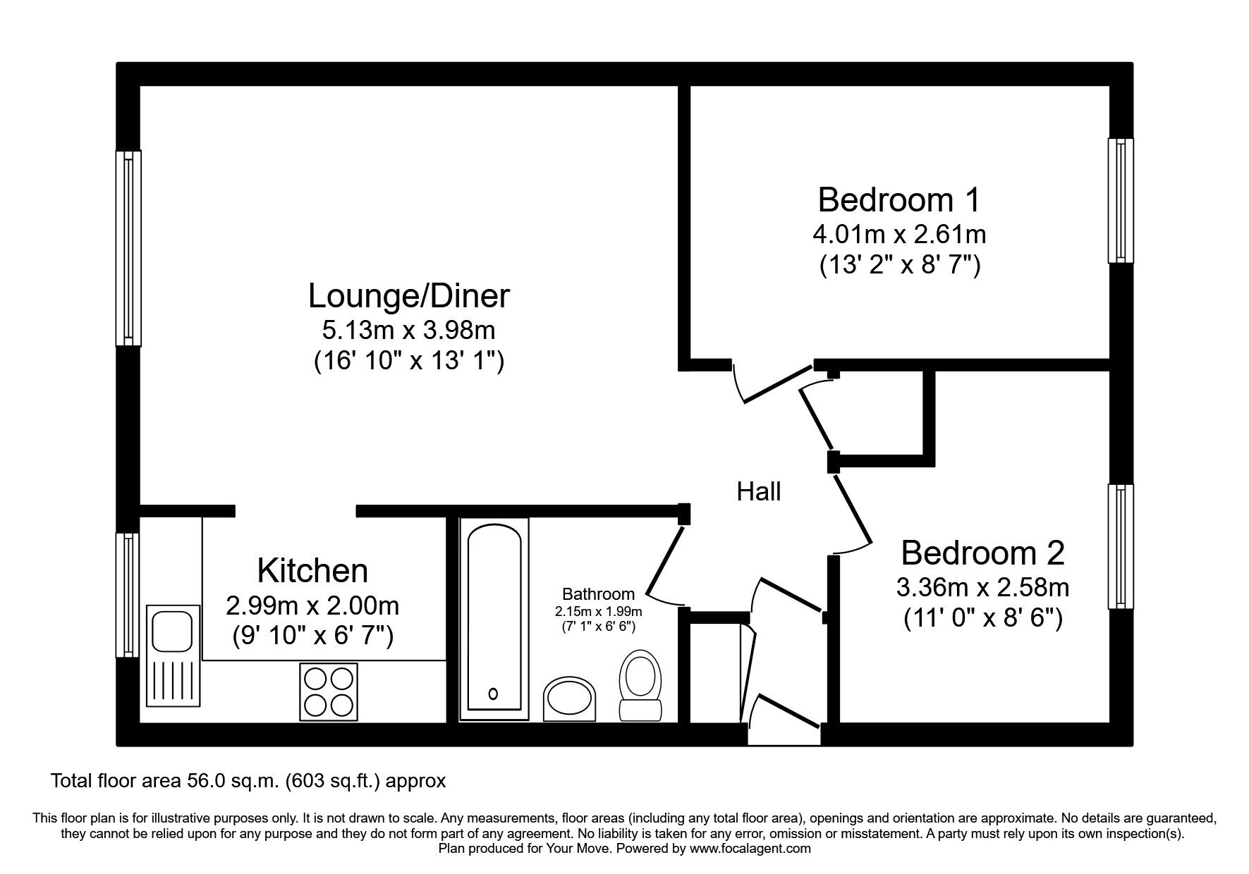Floorplan of 2 bedroom  Flat for sale, Moorsend, Bradley Valley, Newton Abbot, TQ12