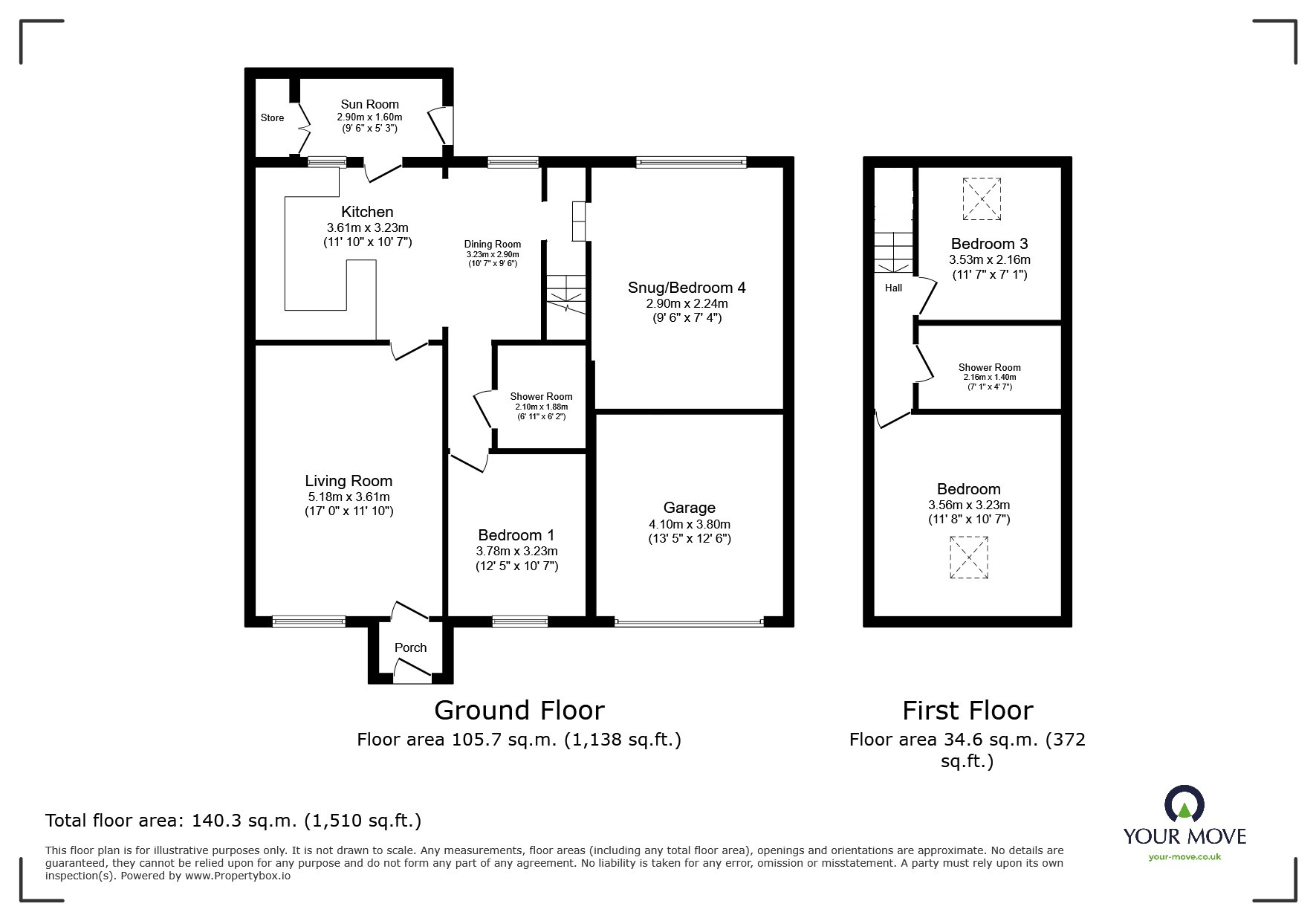 Floorplan of 3 bedroom Semi Detached Bungalow for sale, Charles Road, Kingskerswell, Devon, TQ12