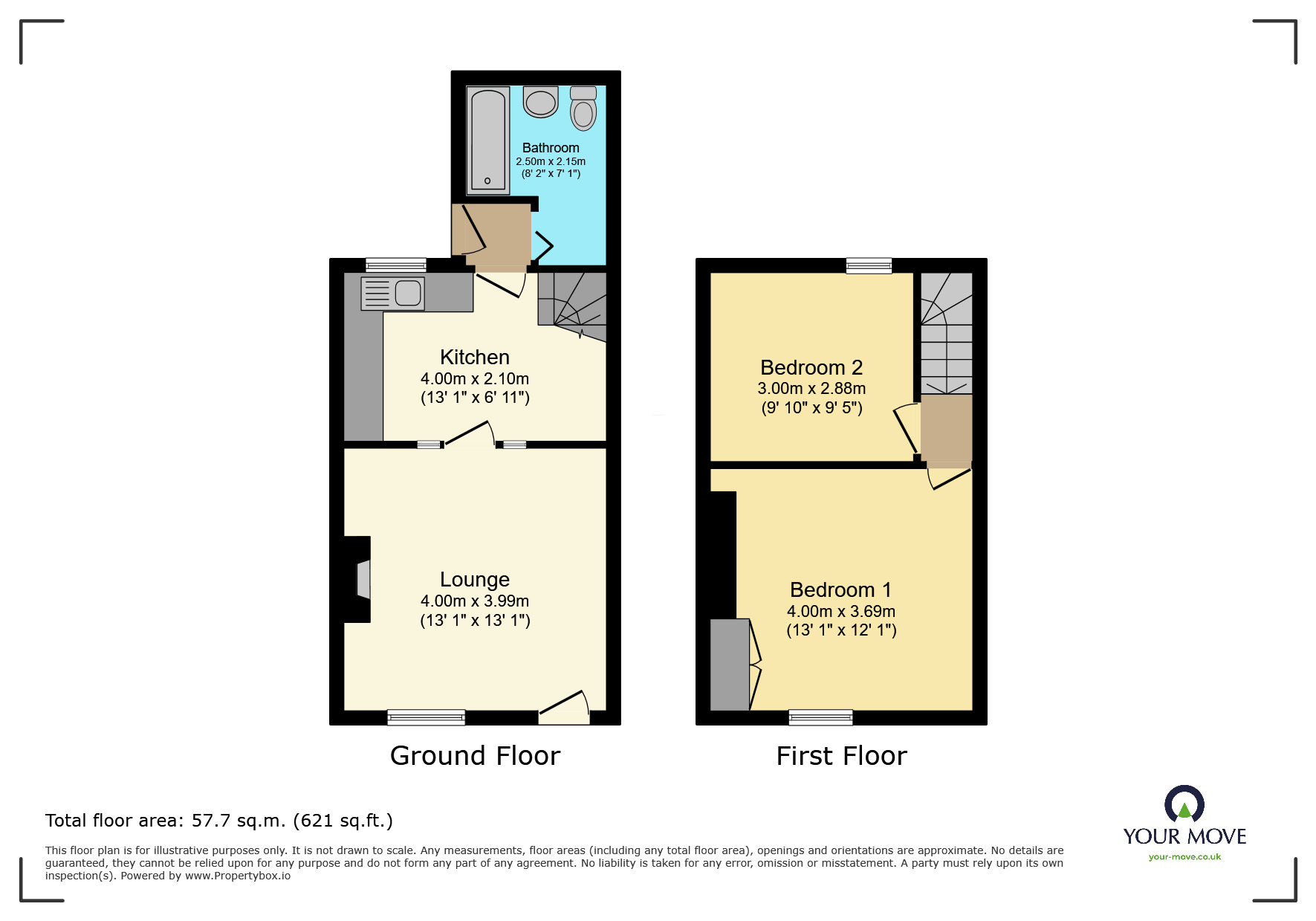 Floorplan of 2 bedroom Mid Terrace House for sale, Bradley Lane, Newton Abbot, Devon, TQ12