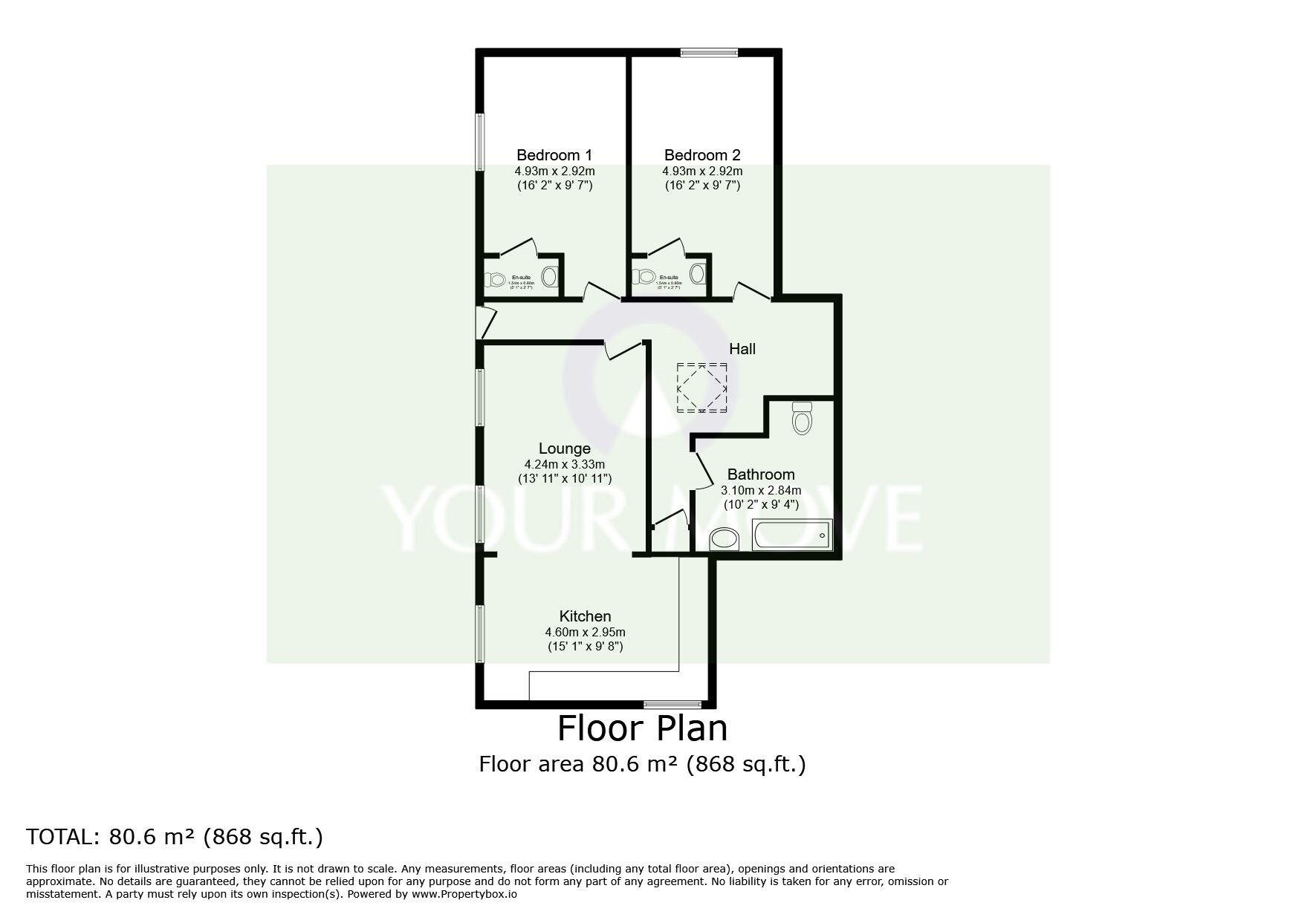 Floorplan of 2 bedroom  Flat for sale, Keyberry Road, Newton Abbot, Devon, TQ12