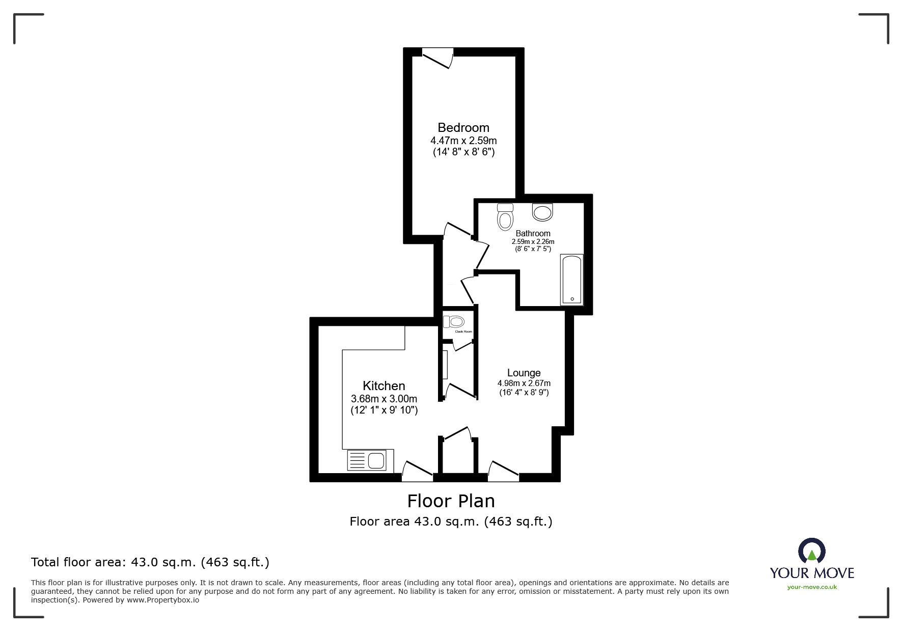 Floorplan of 1 bedroom  Flat for sale, Keyberry Road, Newton Abbot, Devon, TQ12