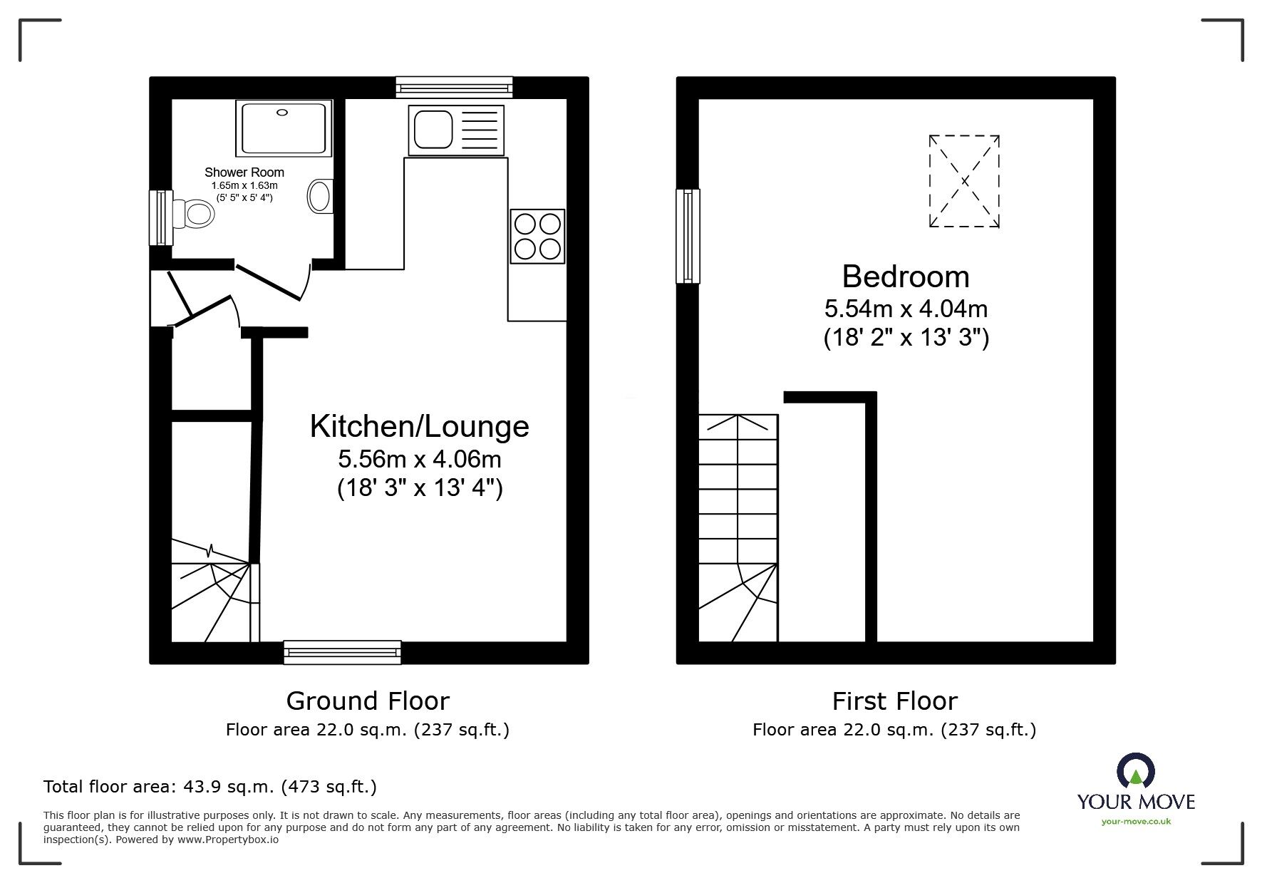 Floorplan of 1 bedroom End Terrace House for sale, Howards Way, Newton Abbot, Devon, TQ12