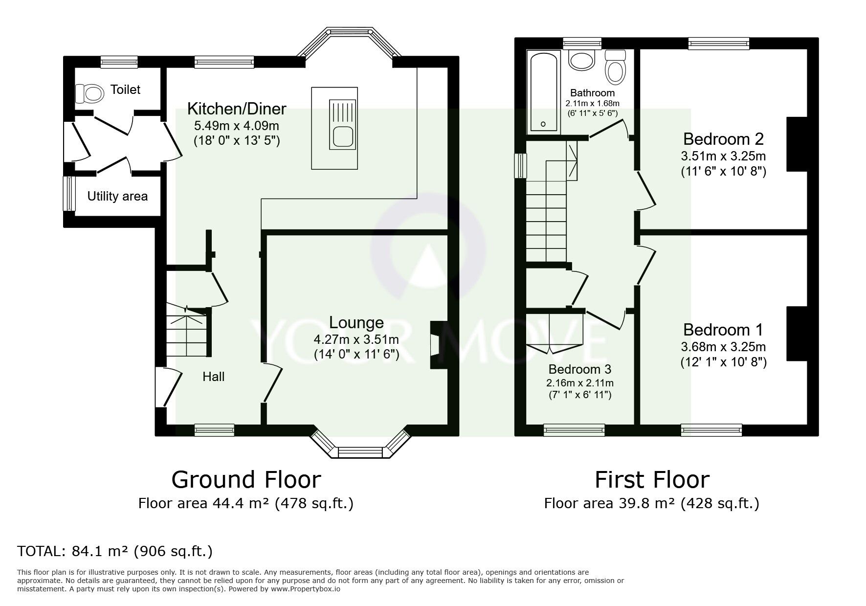 Floorplan of 3 bedroom Semi Detached House for sale, Bradley Road, Newton Abbot, Teignbridge, TQ12