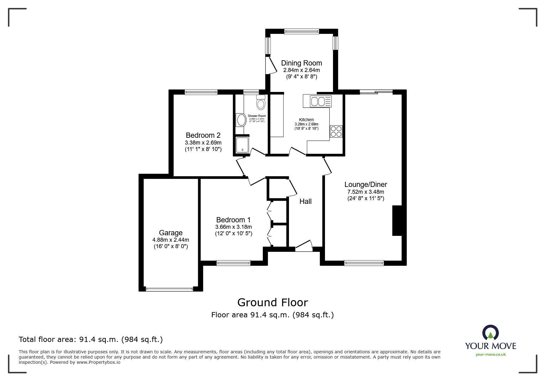 Floorplan of 2 bedroom Semi Detached Bungalow for sale, Blindwell Avenue, Kingsteignton, Devon, TQ12