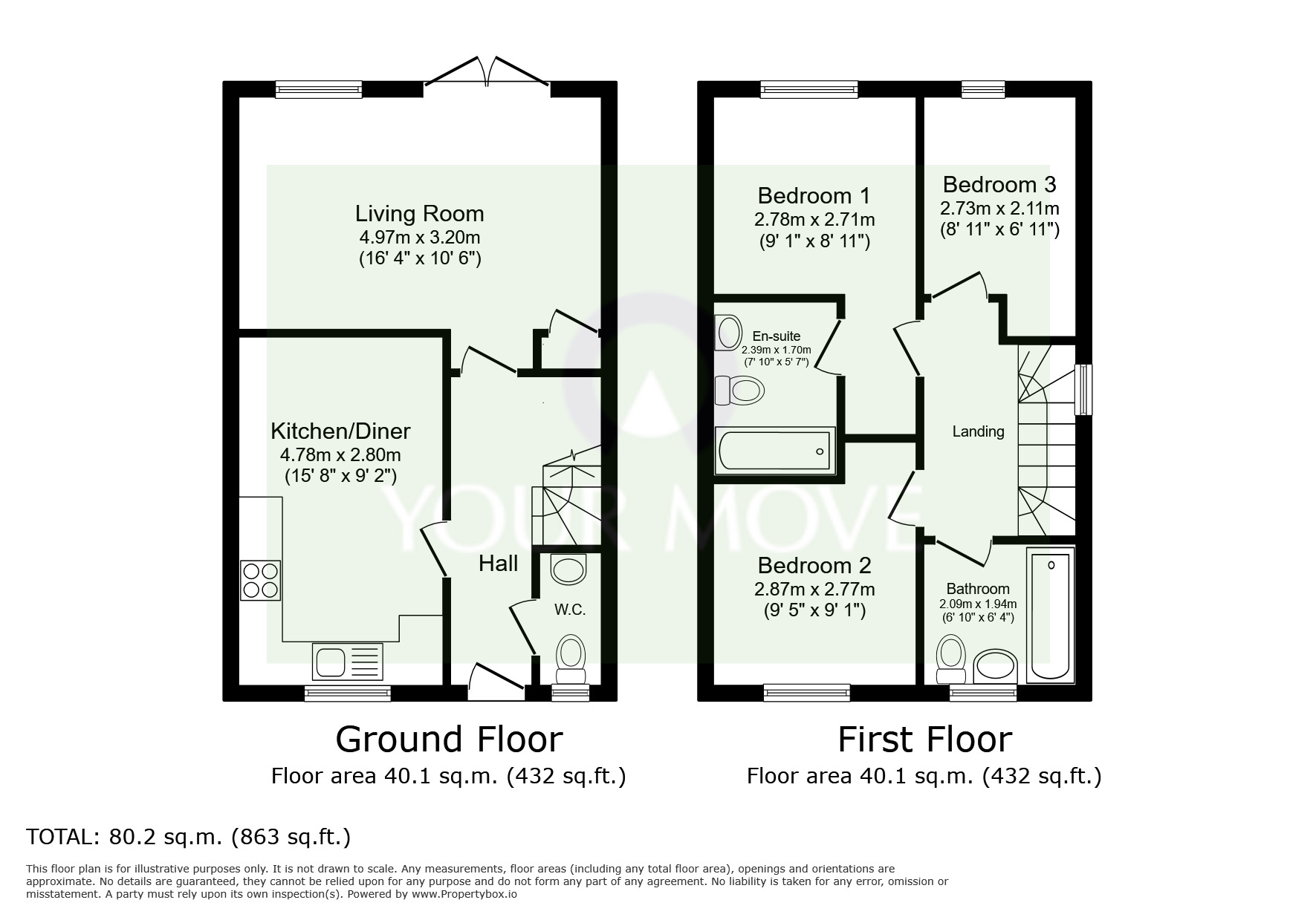 Floorplan of 3 bedroom Semi Detached House for sale, Horseshoe Drive, Newton Abbot, Devon, TQ12