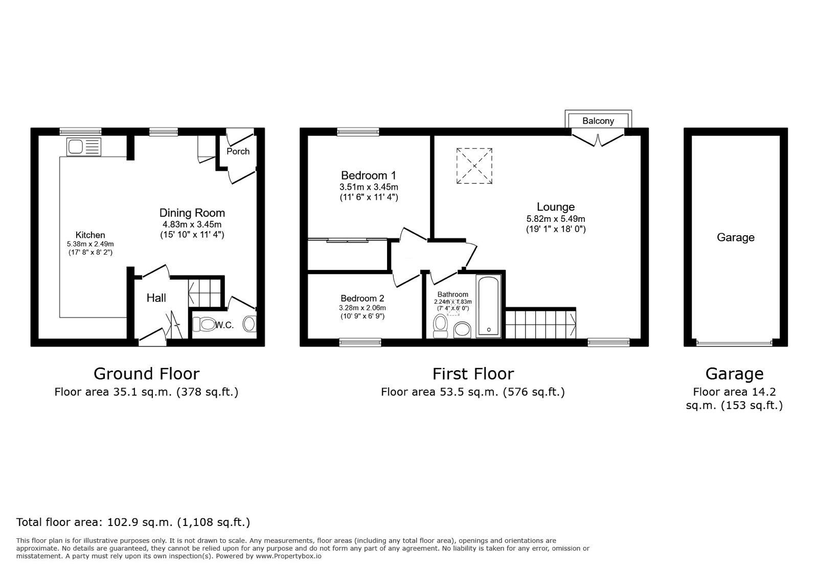 Floorplan of 2 bedroom Semi Detached House for sale, Webster Close, Newton Abbot, Devon, TQ12