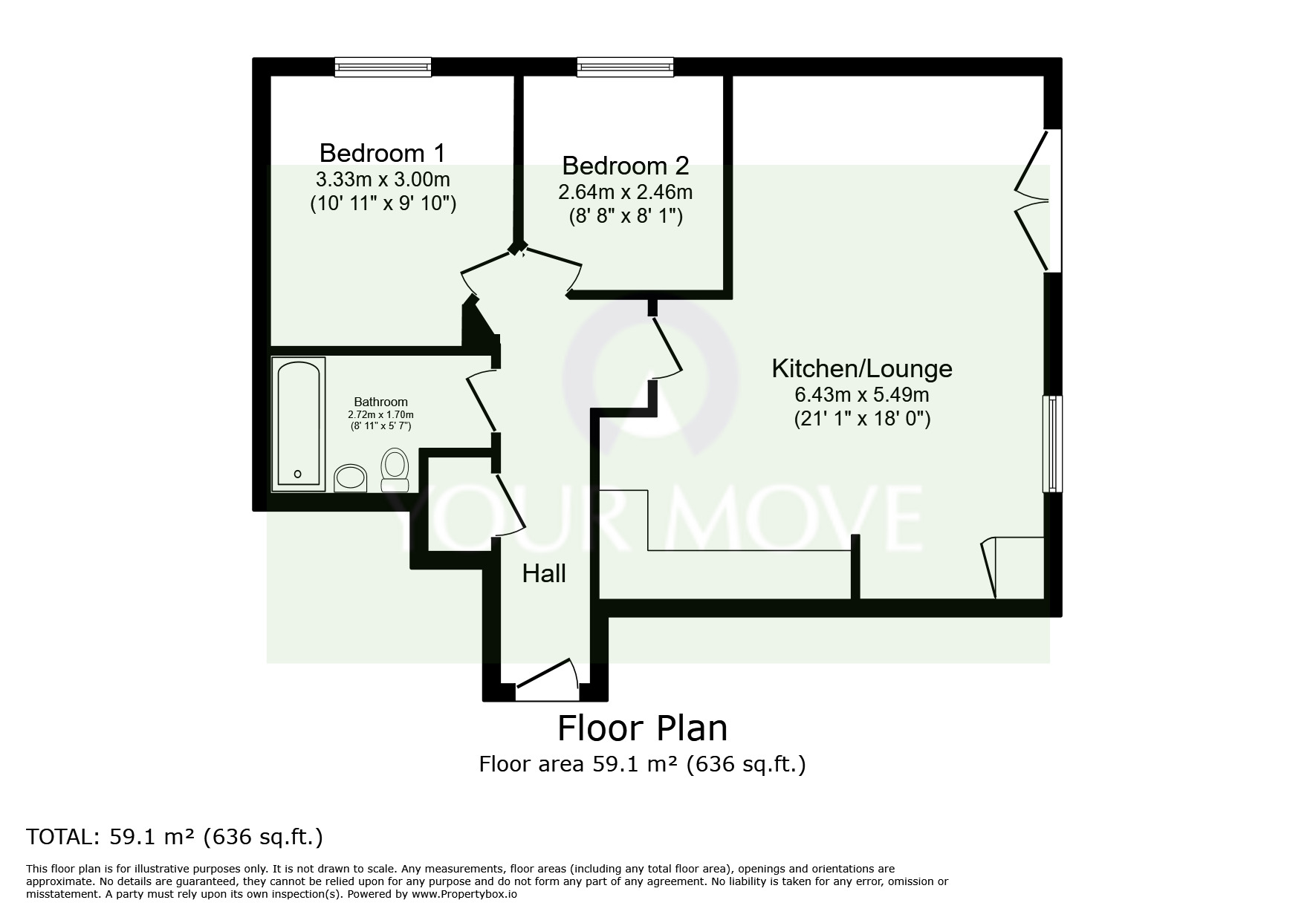 Floorplan of 2 bedroom  Flat for sale, Tamworth Close, Ogwell, Devon, TQ12