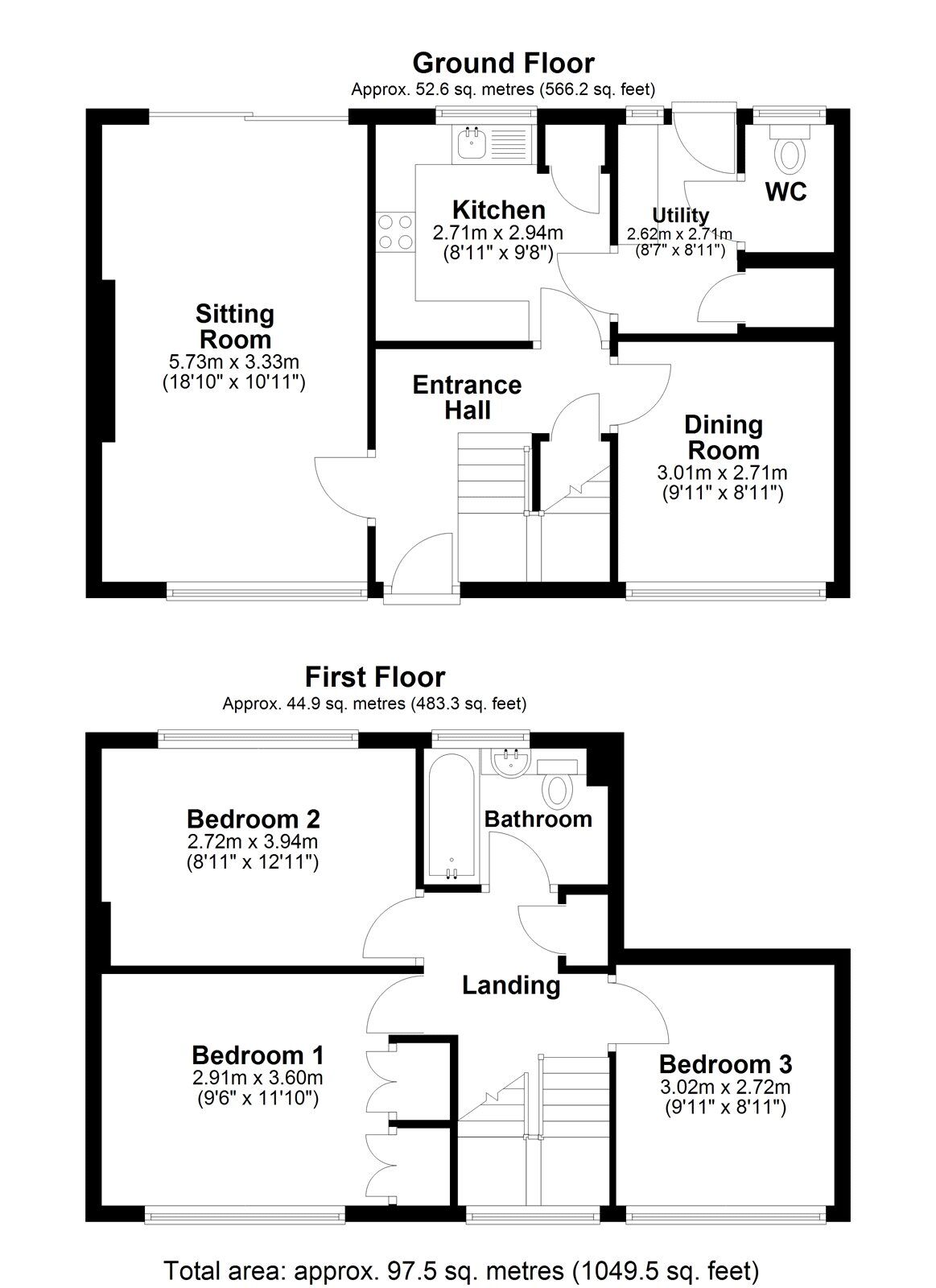 Floorplan of 3 bedroom Semi Detached House for sale, Raleigh Road, Newton Abbot, Devon, TQ12