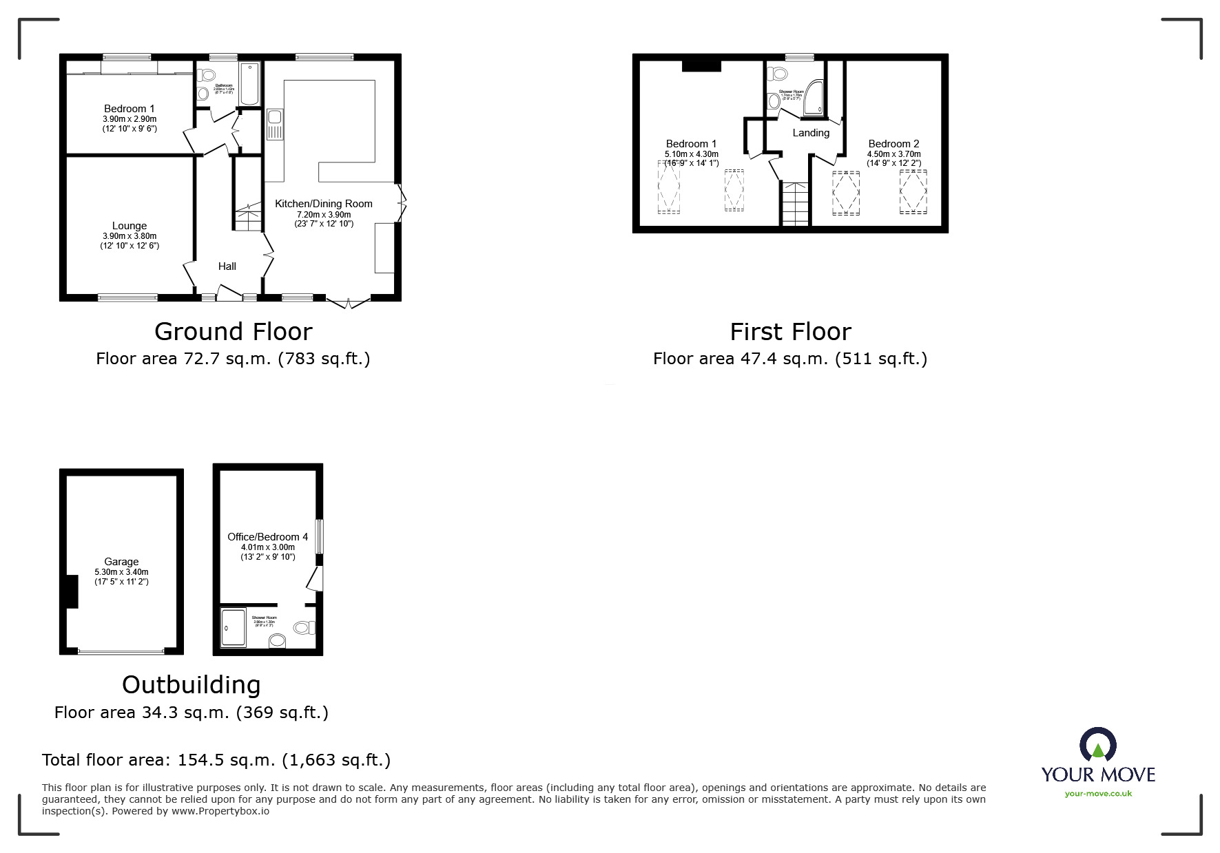 Floorplan of 3 bedroom Detached House for sale, Ogwell Mill Road, Newton Abbot, Devon, TQ12