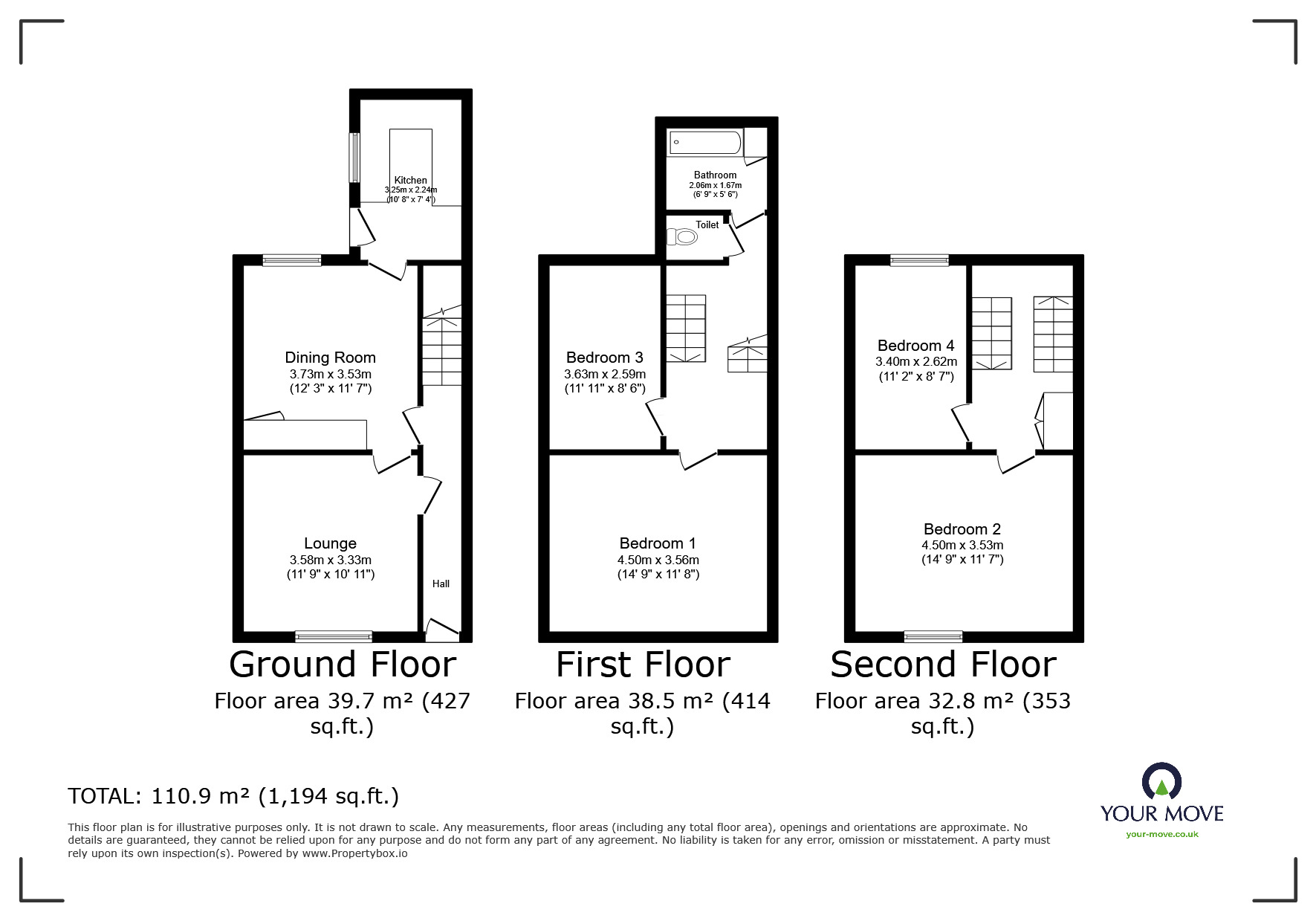 Floorplan of 4 bedroom Mid Terrace House for sale, Bolton Street, Brixham, Devon, TQ5