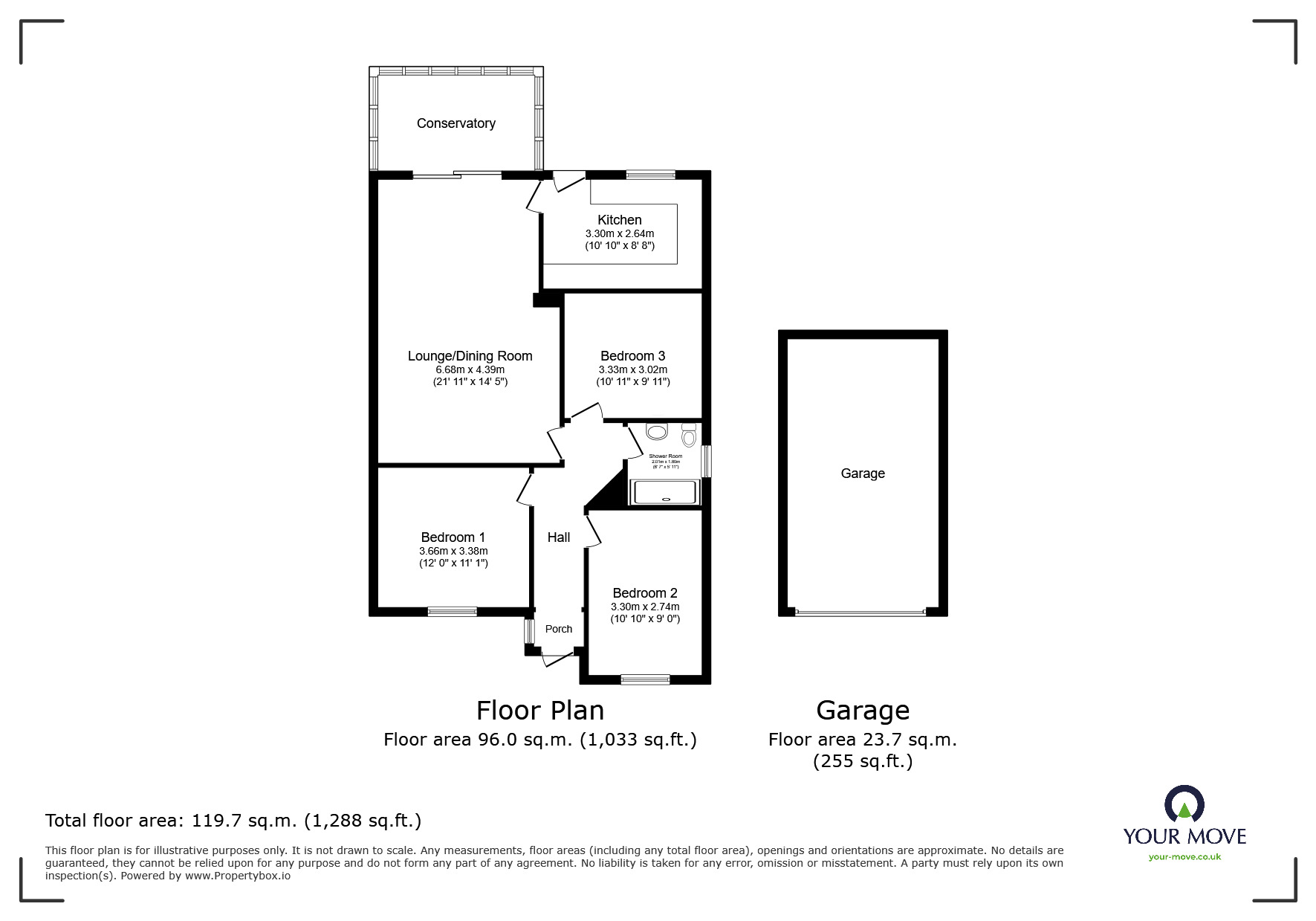 Floorplan of 3 bedroom Detached Bungalow for sale, Ridgeway Road, Newton Abbot, Devon, TQ12