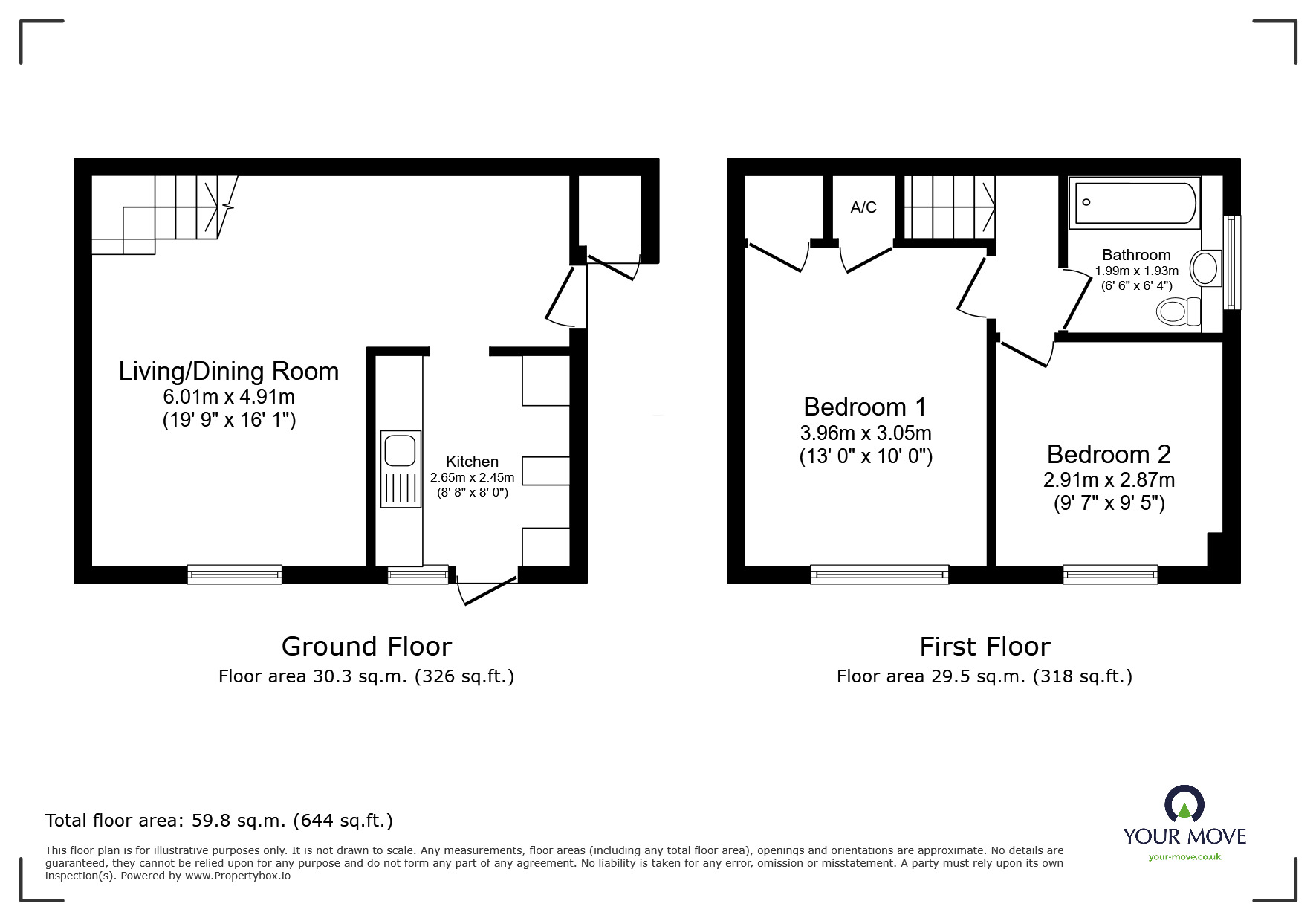 Floorplan of 2 bedroom Mid Terrace House for sale, Chestnut Drive, Kingsteignton, Devon, TQ12