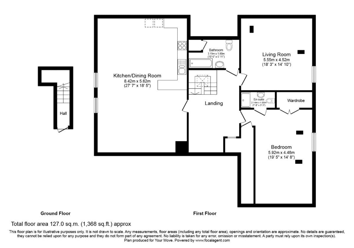 Floorplan of 2 bedroom  Flat for sale, King Street, Newton Abbot, Devon, TQ12