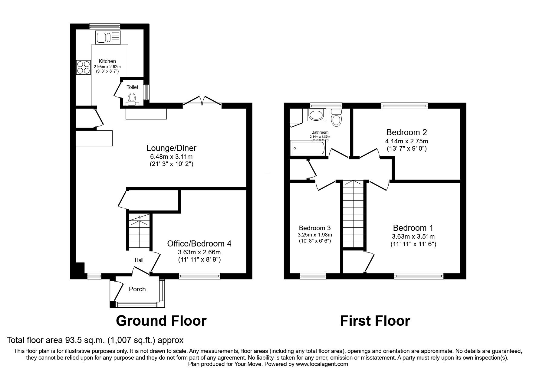 Floorplan of 4 bedroom Mid Terrace House for sale, Raleigh Road, Newton Abbot, Devon, TQ12