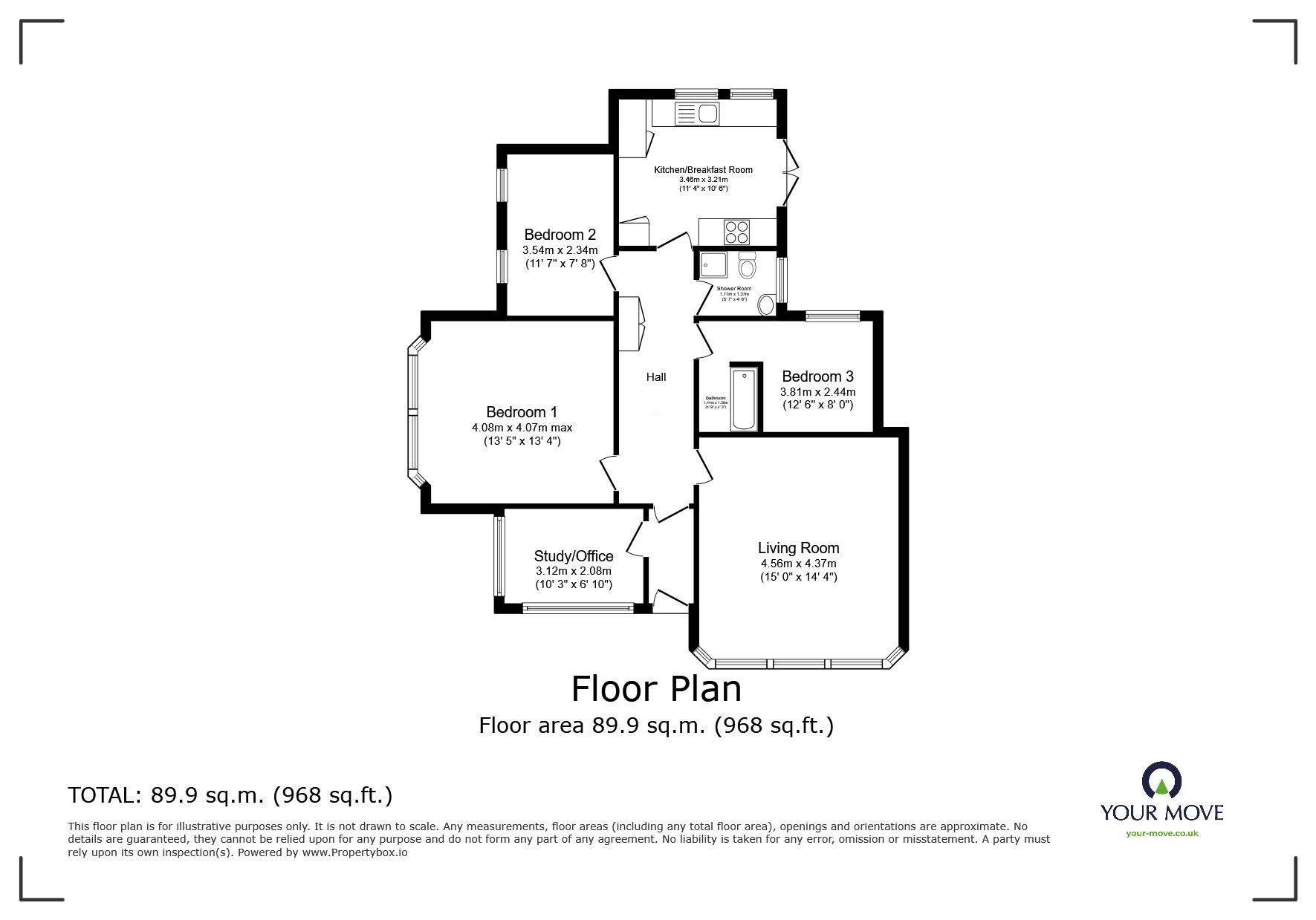 Floorplan of 3 bedroom  Flat for sale, Powderham Road, Newton Abbot, Devon, TQ12