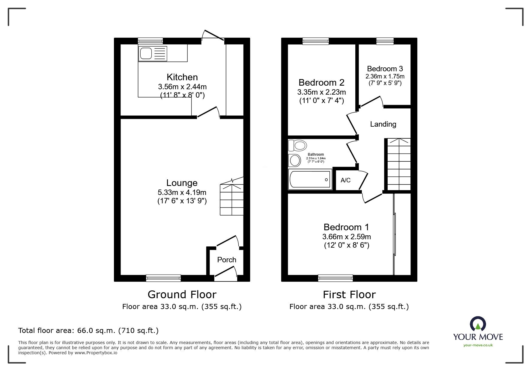 Floorplan of 3 bedroom Mid Terrace House for sale, Broadridge Close, Newton Abbot, Devon, TQ12