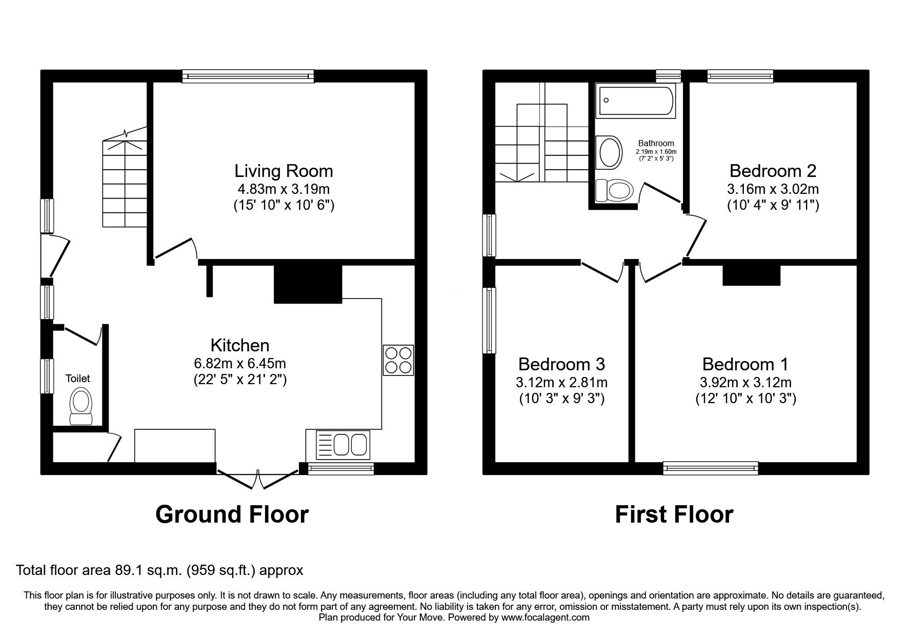 Floorplan of 3 bedroom Semi Detached House for sale, Coles Lane, Kingskerswell, Devon, TQ12