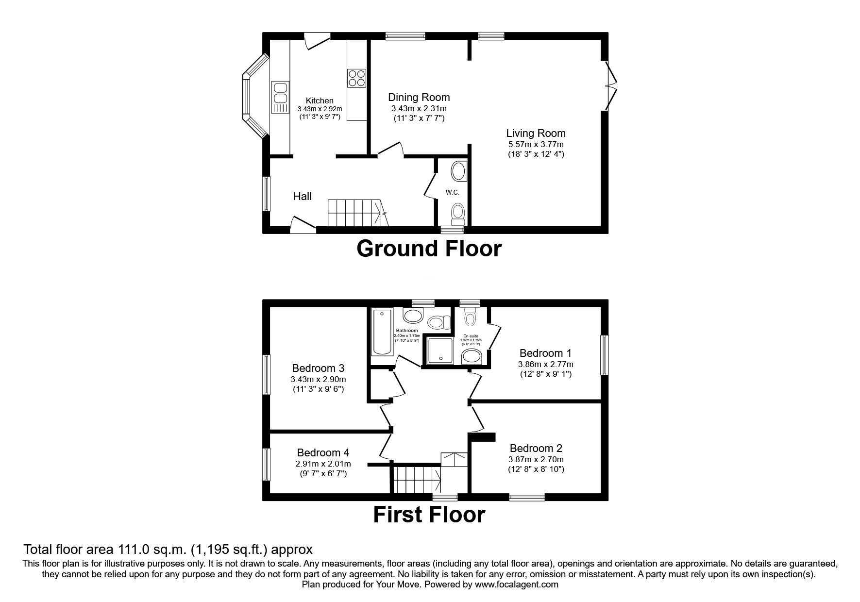 Floorplan of 4 bedroom Detached House for sale, Crokers Way, Ipplepen, Devon, TQ12