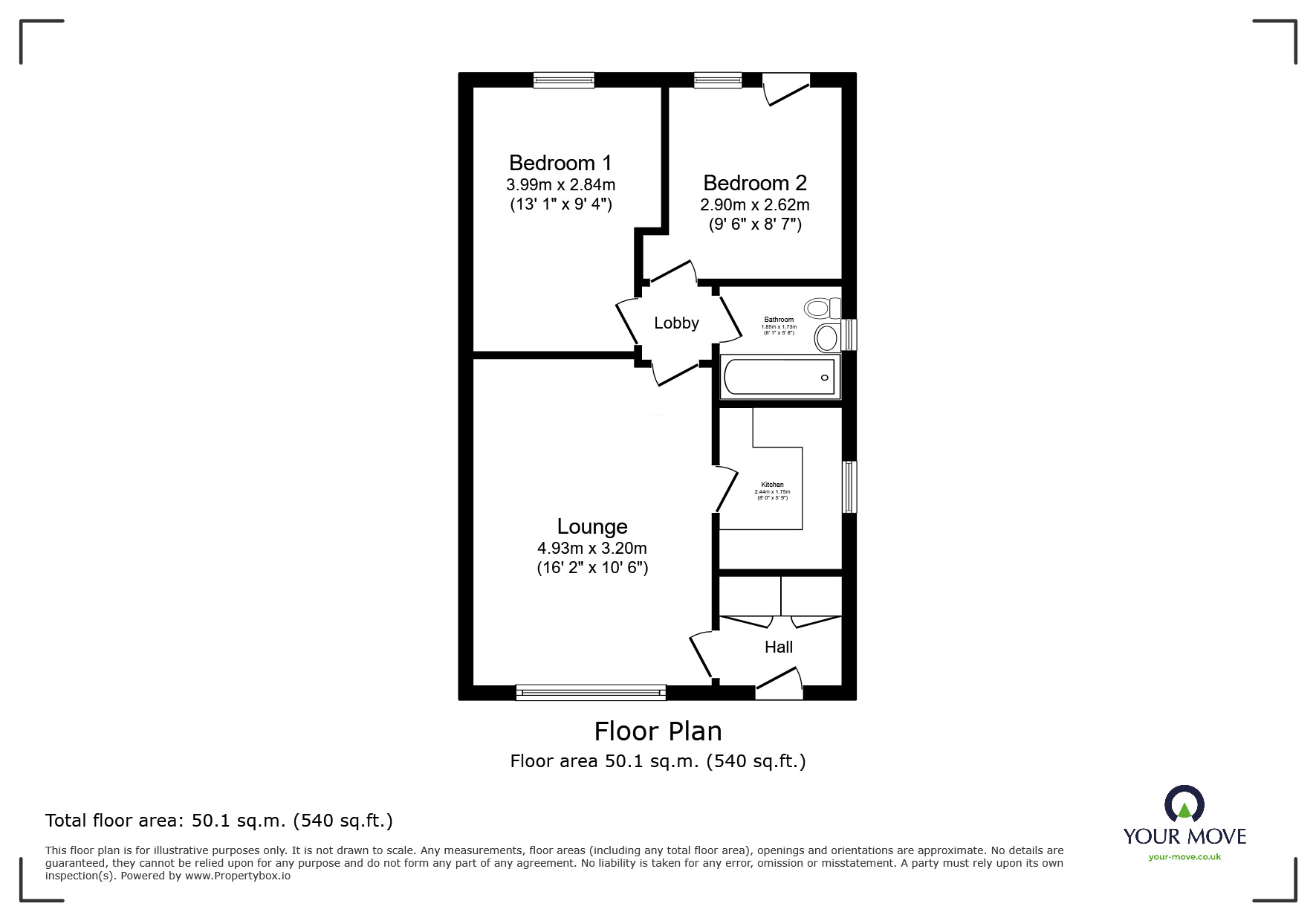 Floorplan of 2 bedroom Semi Detached Bungalow for sale, Fouracre Way, Kingsteignton, Devon, TQ12