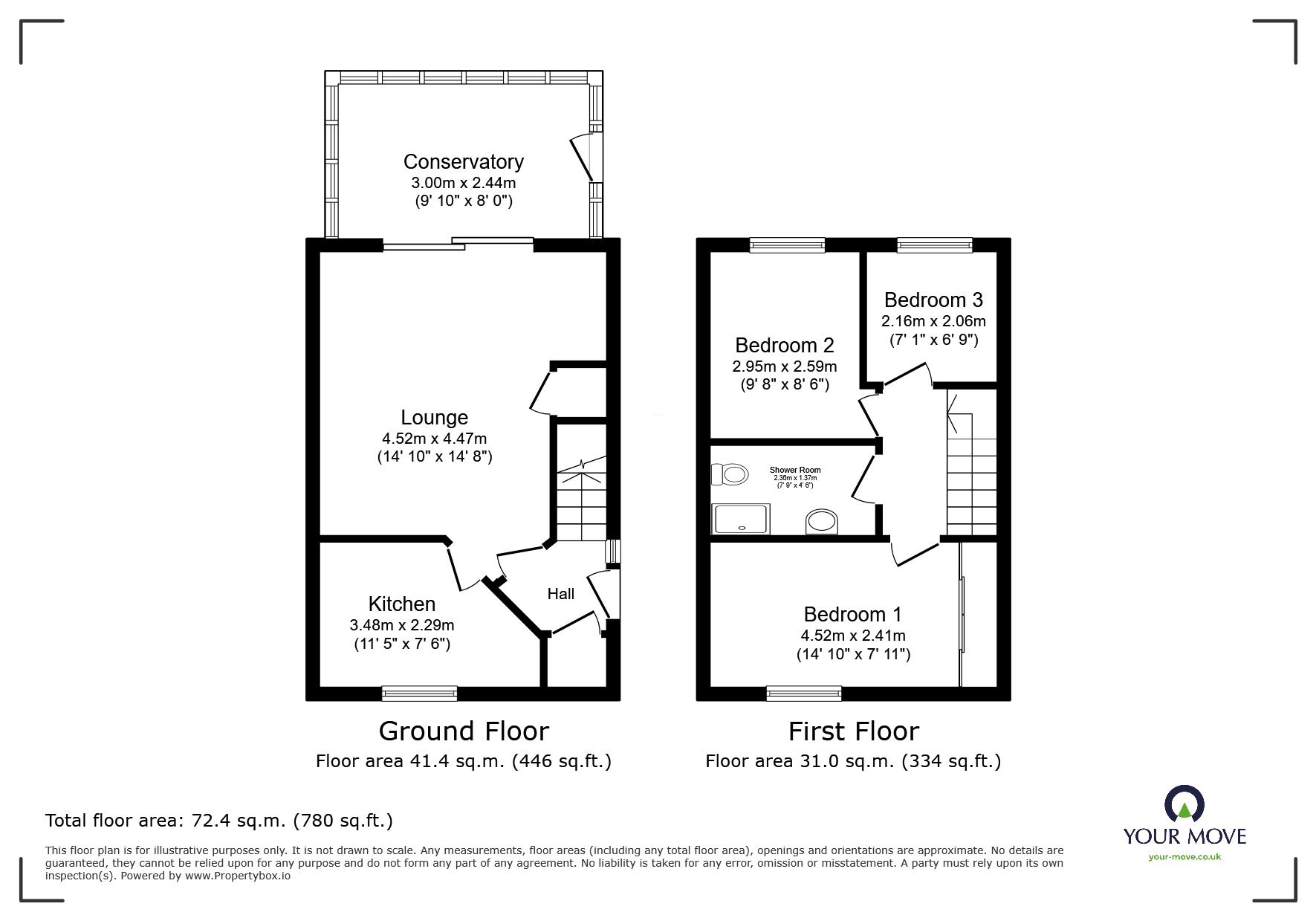 Floorplan of 3 bedroom Semi Detached House for sale, Heron Way, Torquay, Devon, TQ2