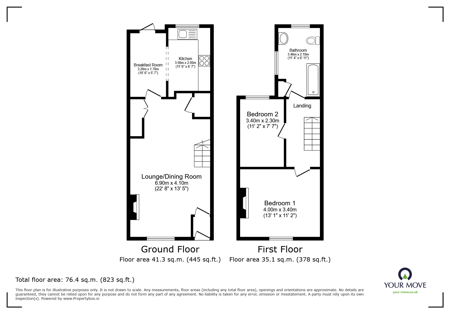 Floorplan of 2 bedroom Mid Terrace House for sale, Hilton Road, Newton Abbot, Devon, TQ12