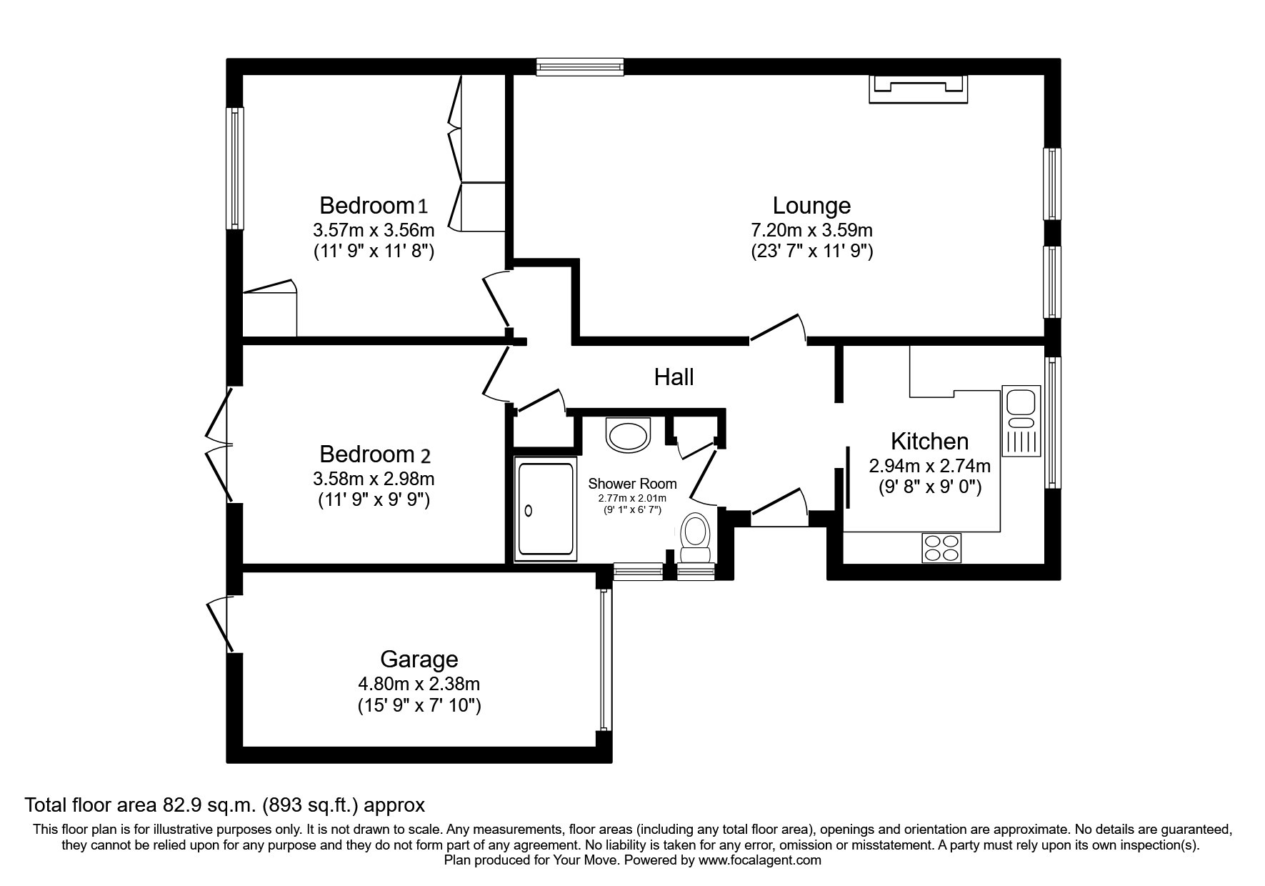 Floorplan of 2 bedroom Detached Bungalow for sale, Haywain Close, Torquay, Devon, TQ2