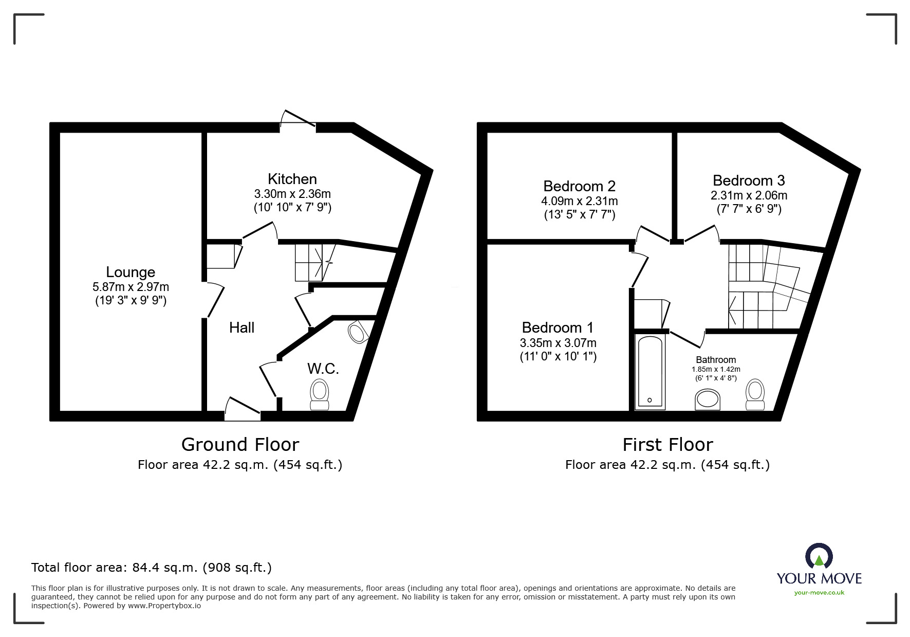 Floorplan of 3 bedroom Mid Terrace House for sale, Roberts Way, Newton Abbot, TQ12