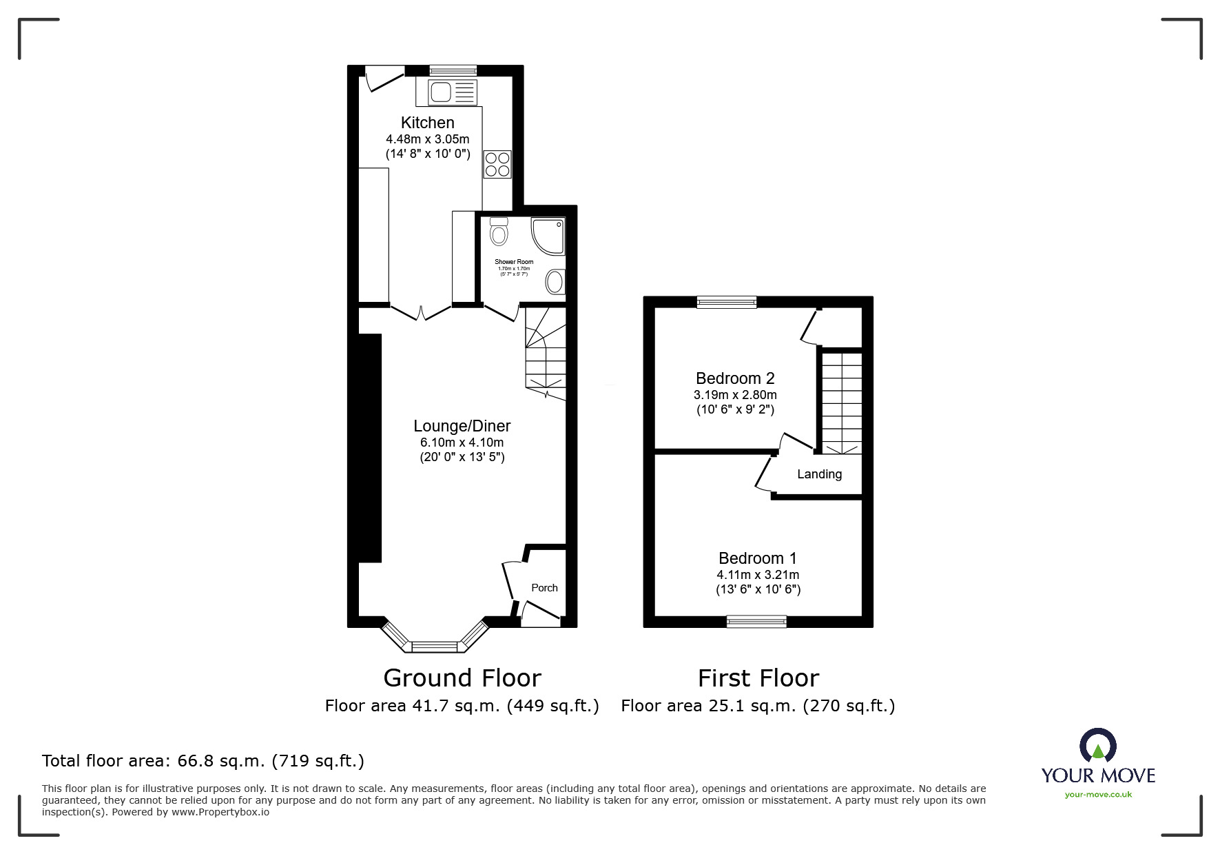 Floorplan of 2 bedroom Mid Terrace House for sale, Tudor Road, Newton Abbot, Devon, TQ12
