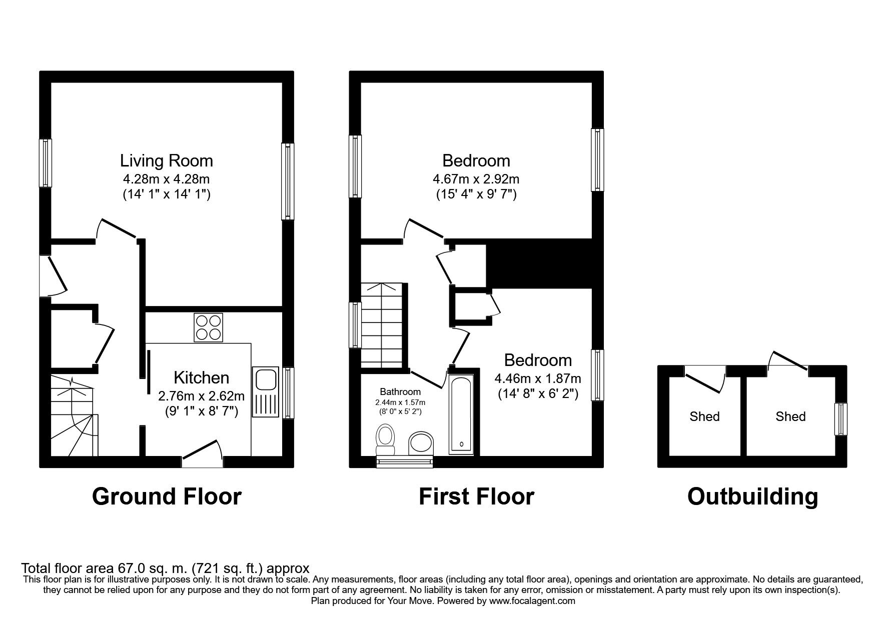 Floorplan of 2 bedroom End Terrace House for sale, Tor View Avenue, Newton Abbot, Devon, TQ12