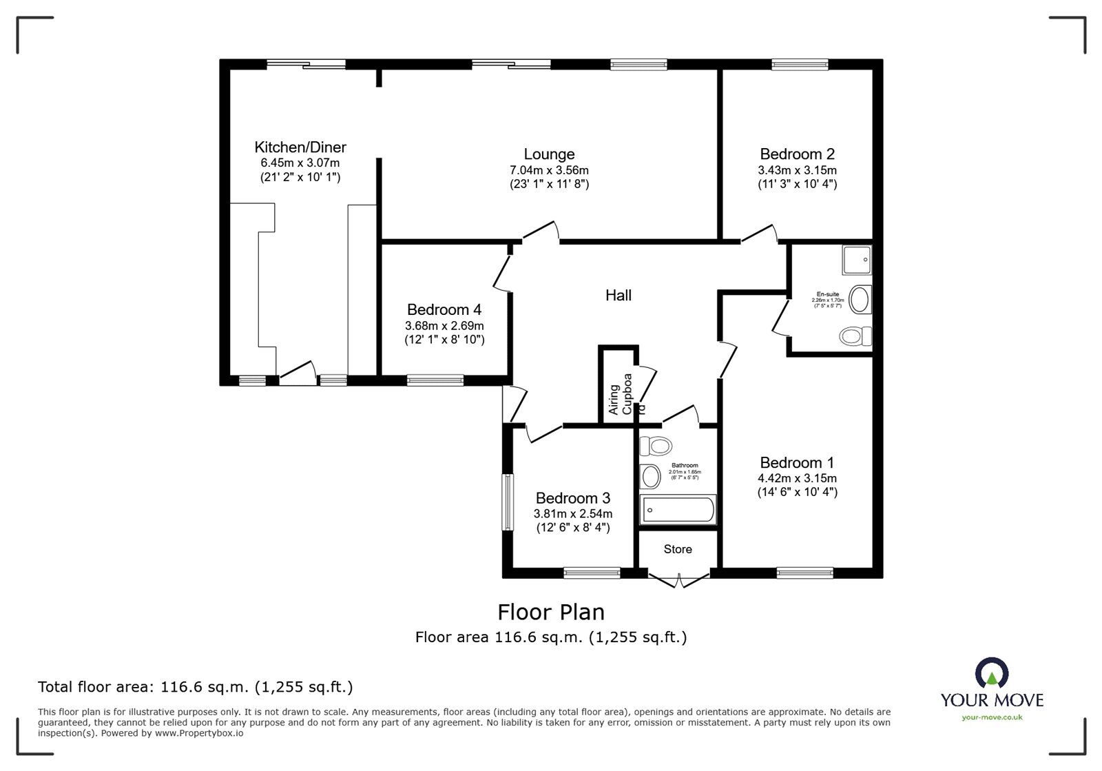Floorplan of 4 bedroom Detached Bungalow for sale, Wilton Close, Abbotskerswell, Devon, TQ12