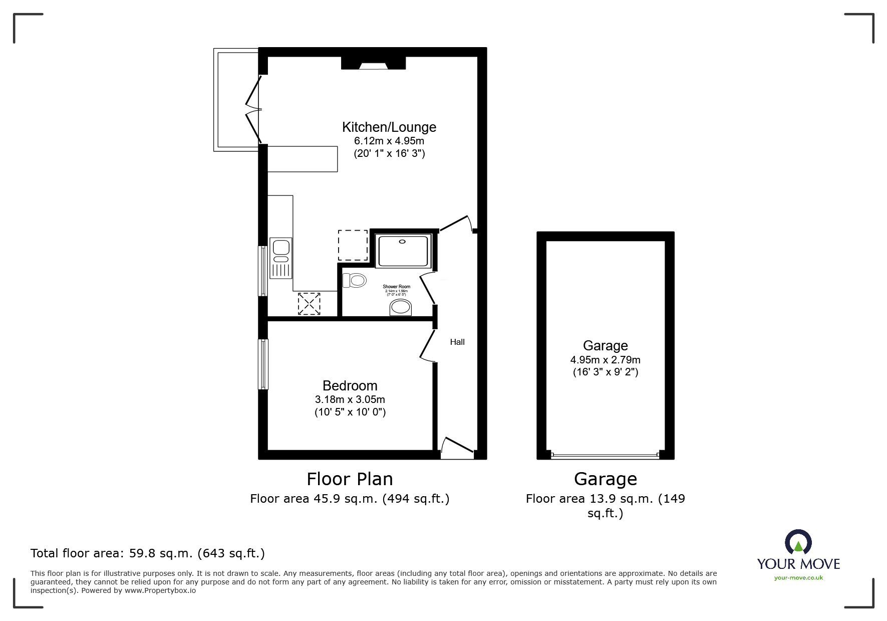 Floorplan of 1 bedroom  Flat for sale, Tamworth Close, Ogwell, Devon, TQ12