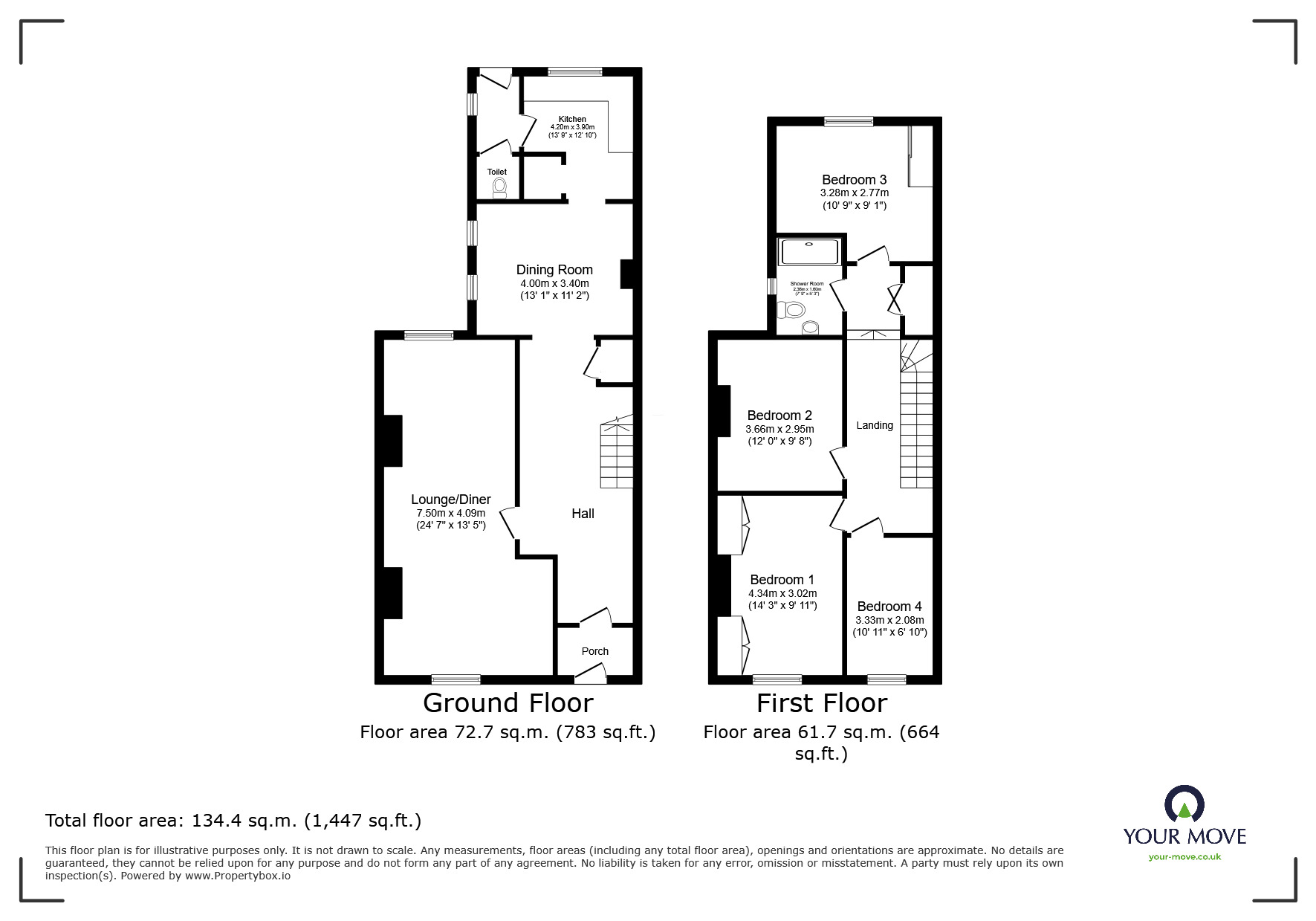 Floorplan of 4 bedroom Mid Terrace House for sale, The Avenue, Newton Abbot, Devon, TQ12