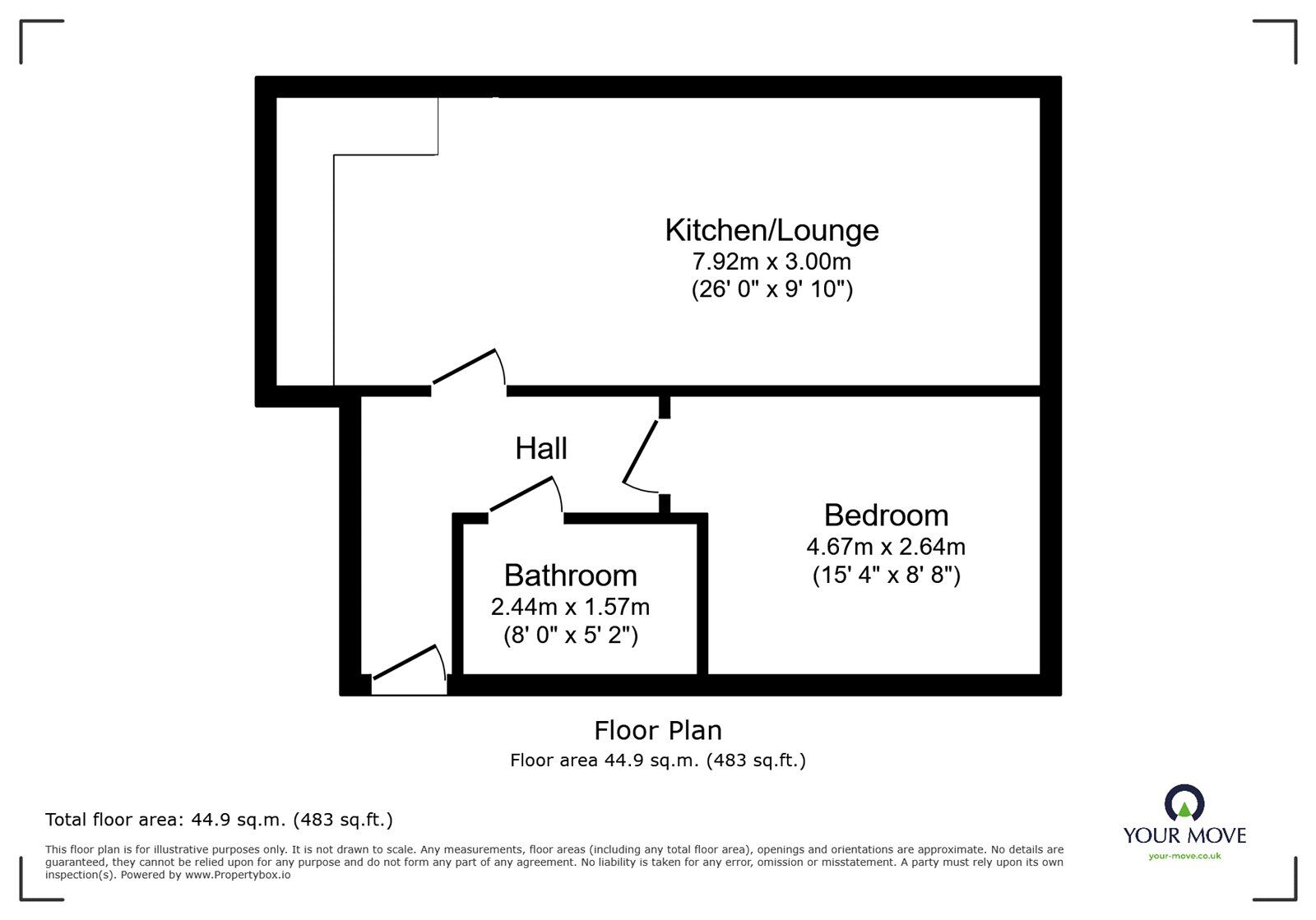Floorplan of 1 bedroom Flat for sale, King Street, Newton Abbot, Devon, TQ12