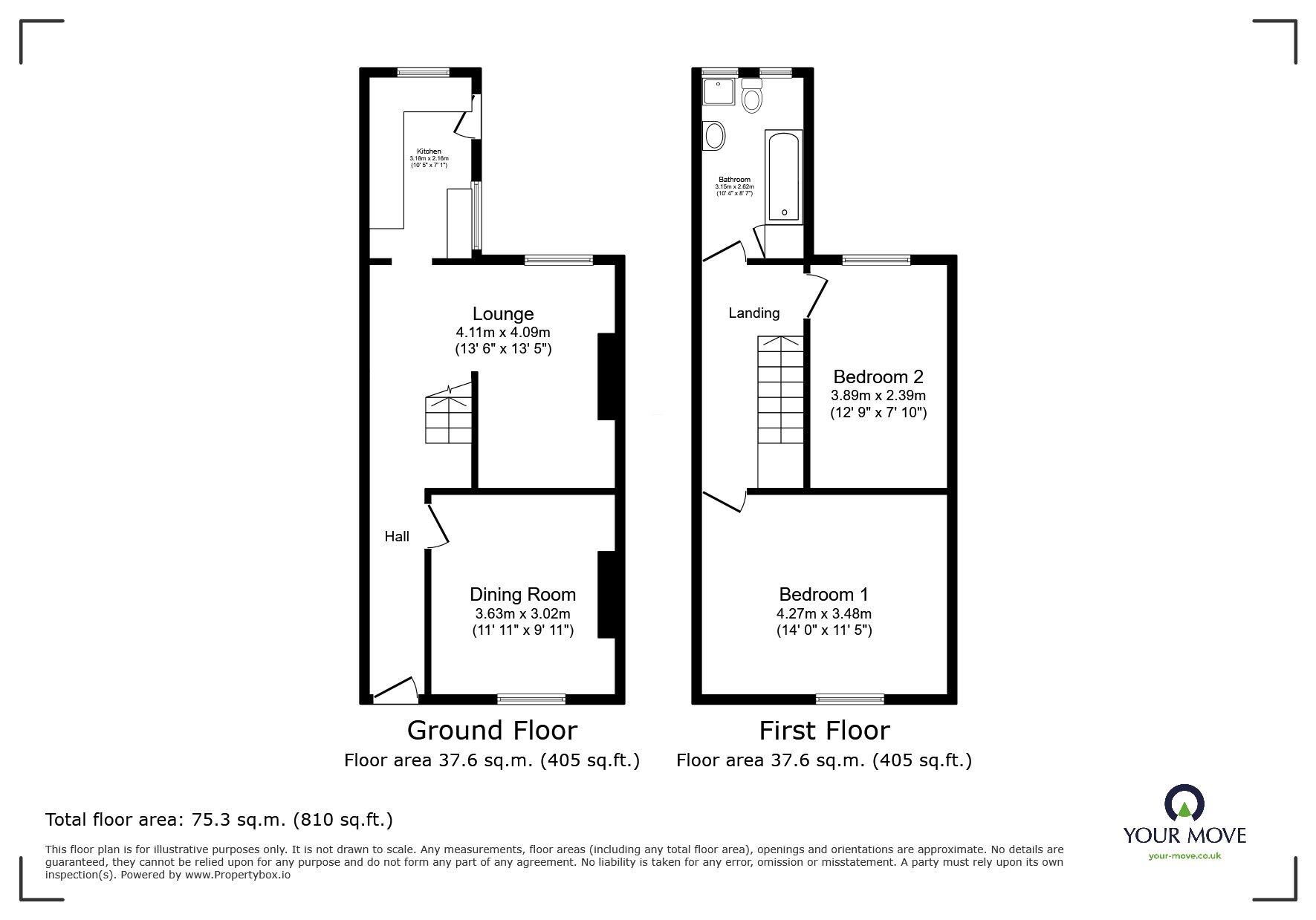 Floorplan of 2 bedroom Mid Terrace House for sale, Colley End Park, Paignton, Devon, TQ3